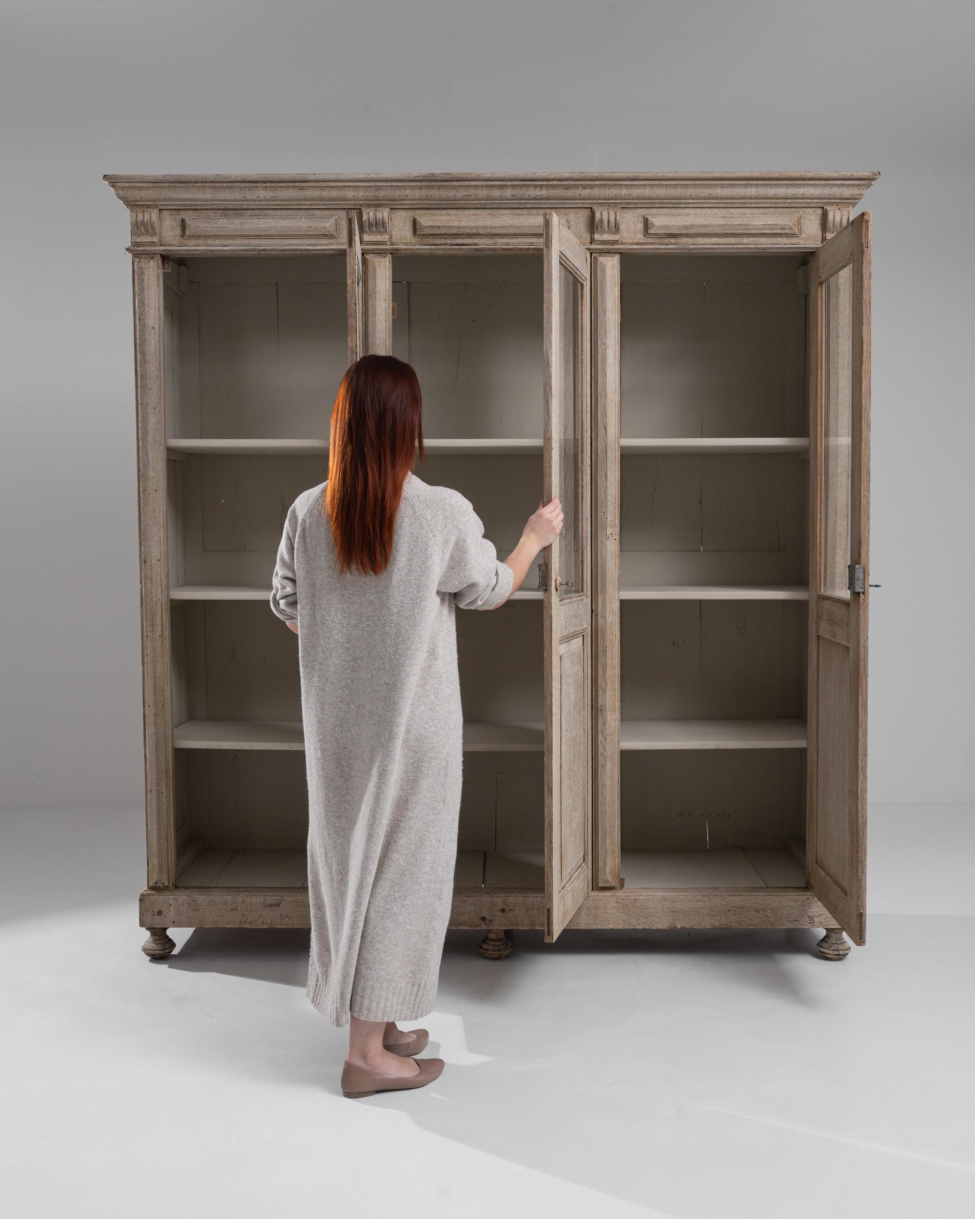 Bleached 19th Century French Wooden Vitrine