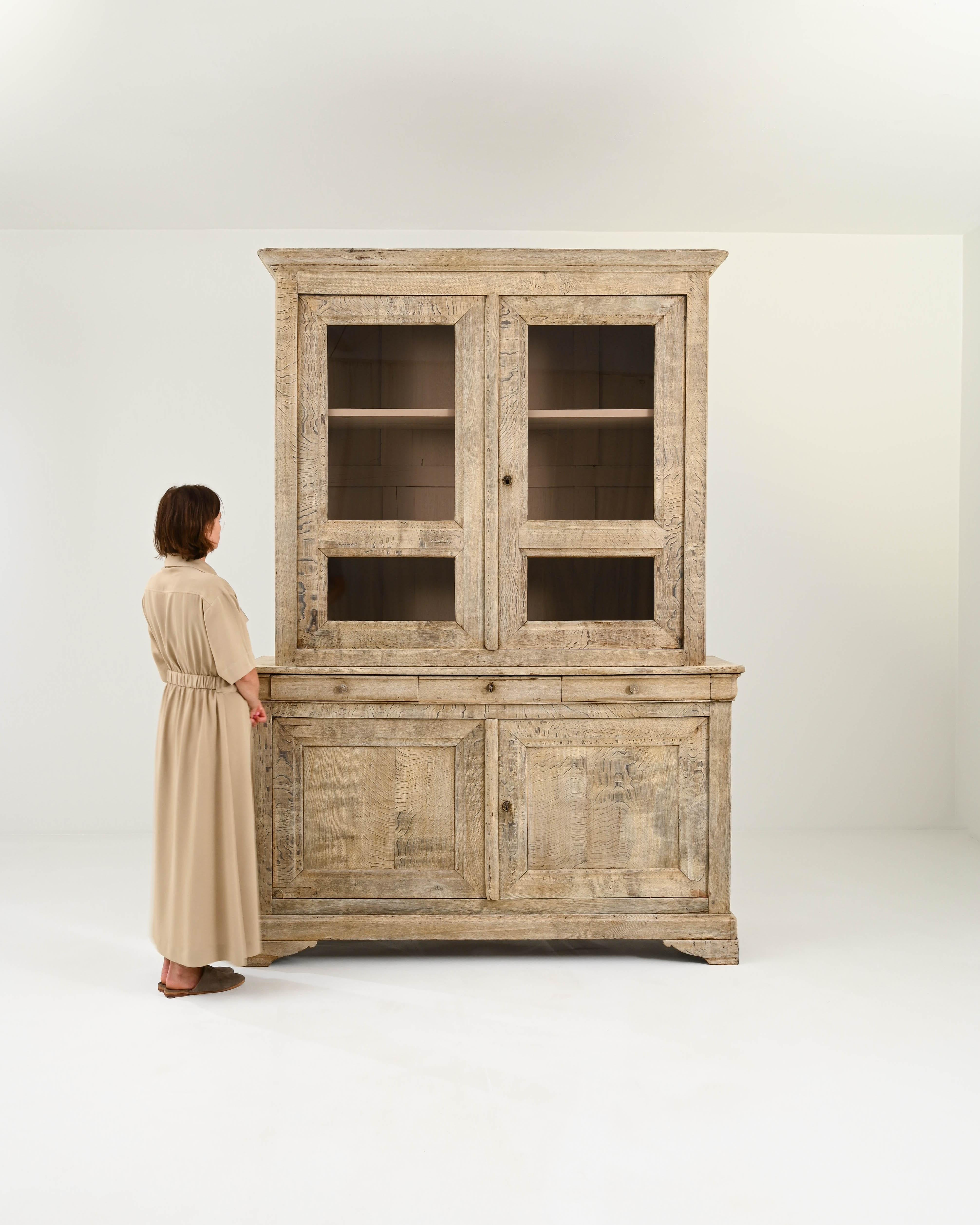 Bleached 19th Century French Wooden Vitrine