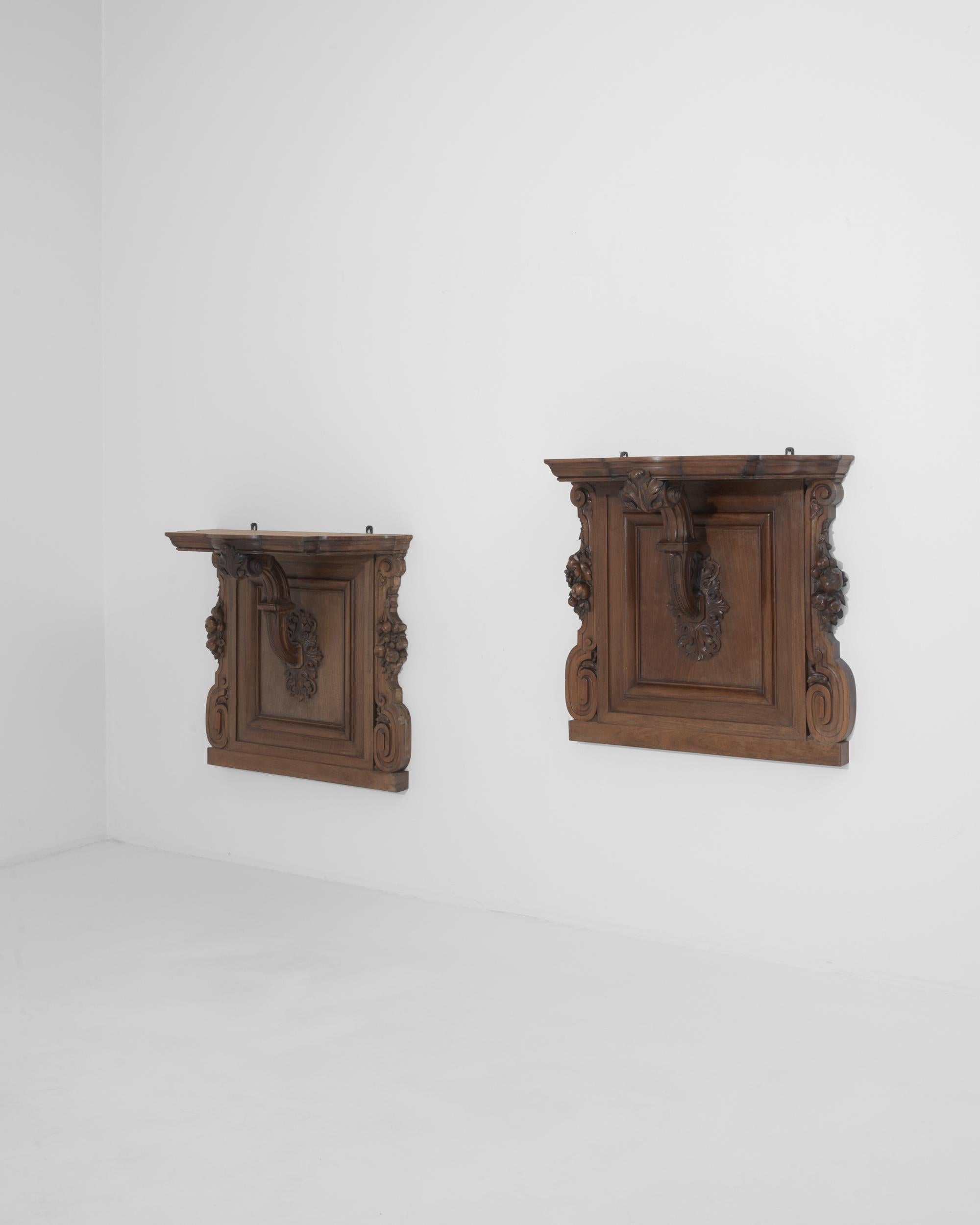 19th Century French Wooden Wall Consoles, a Pair In Good Condition For Sale In High Point, NC