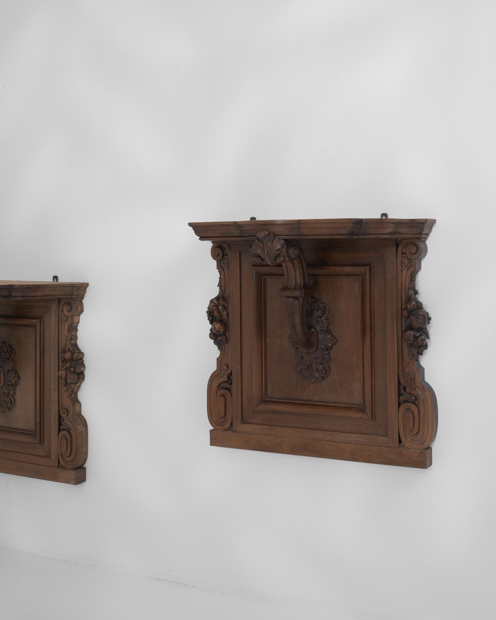19th Century French Wooden Wall Consoles, a Pair For Sale 2