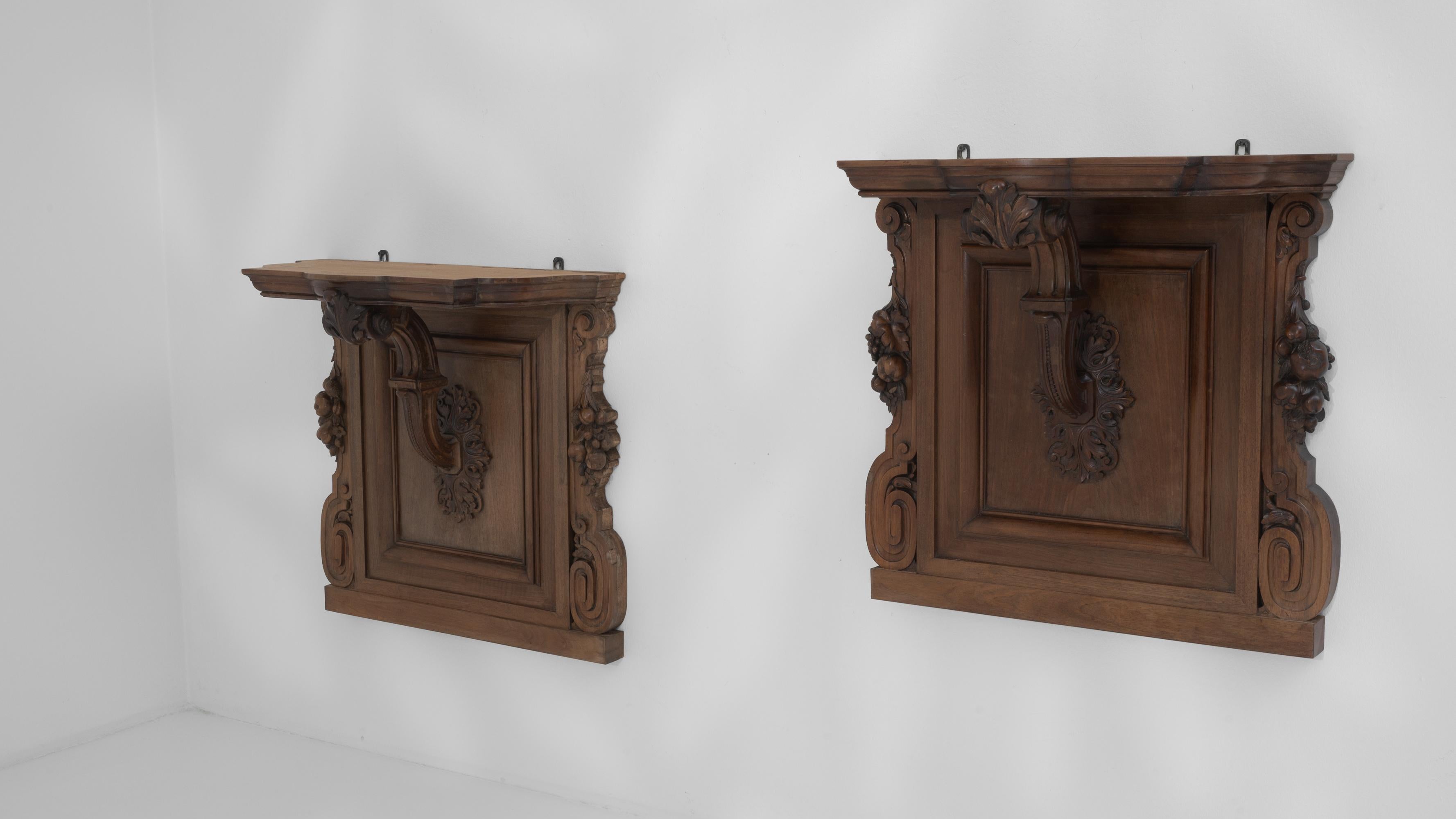 19th Century French Wooden Wall Consoles, a Pair For Sale 3