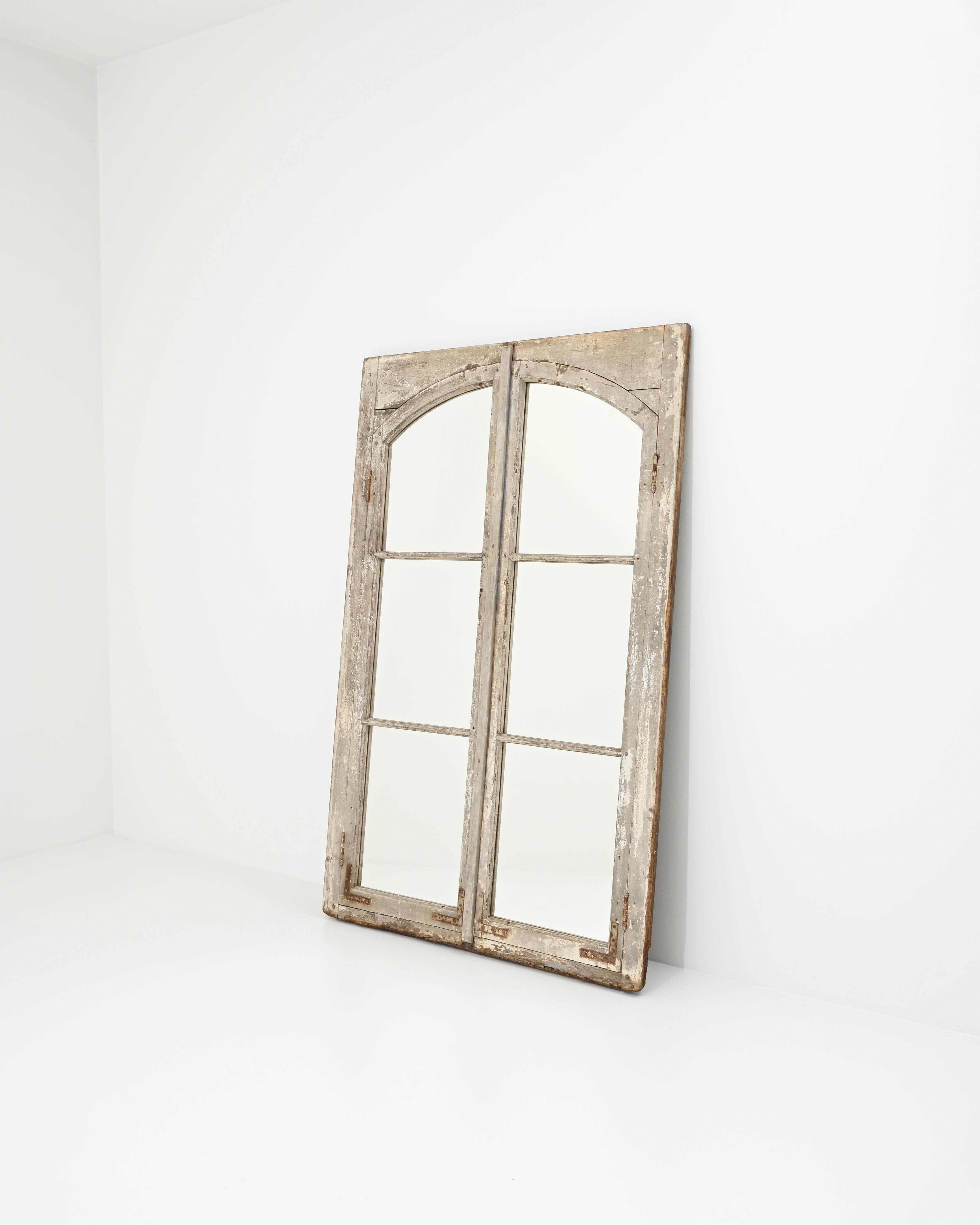 Country 19th Century French Wooden Window Mirror