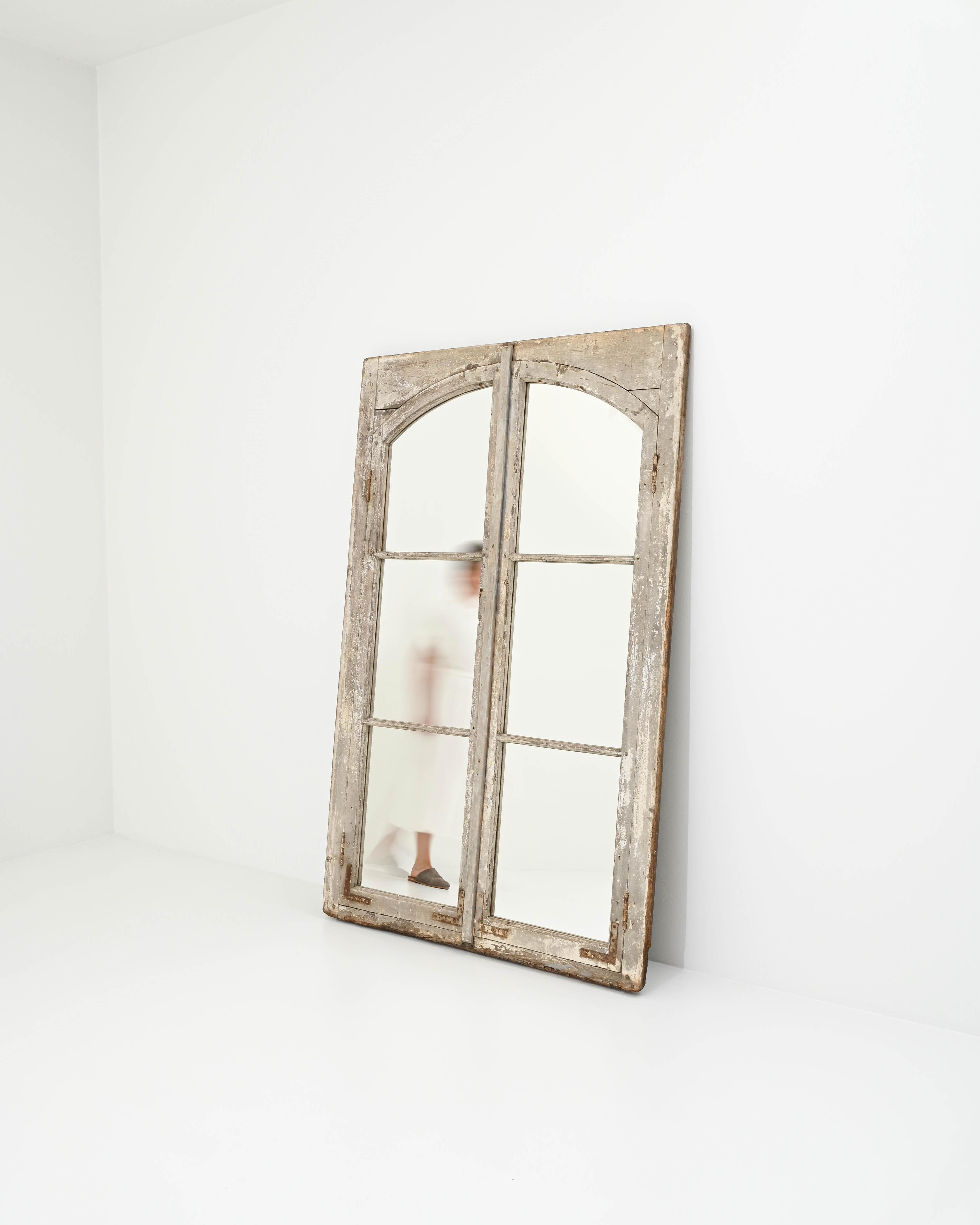 19th Century French Wooden Window Mirror 1