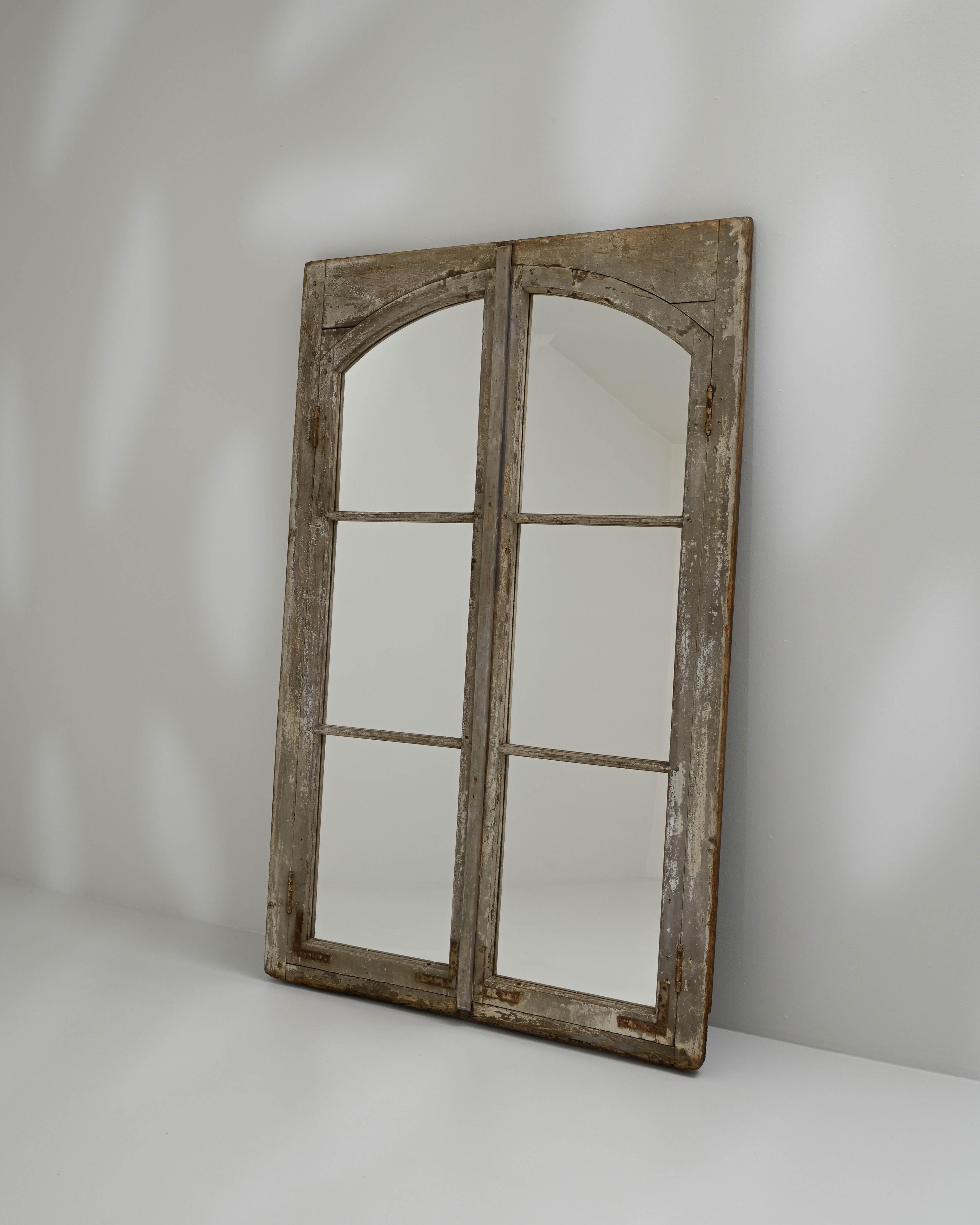 19th Century French Wooden Window Mirror 2