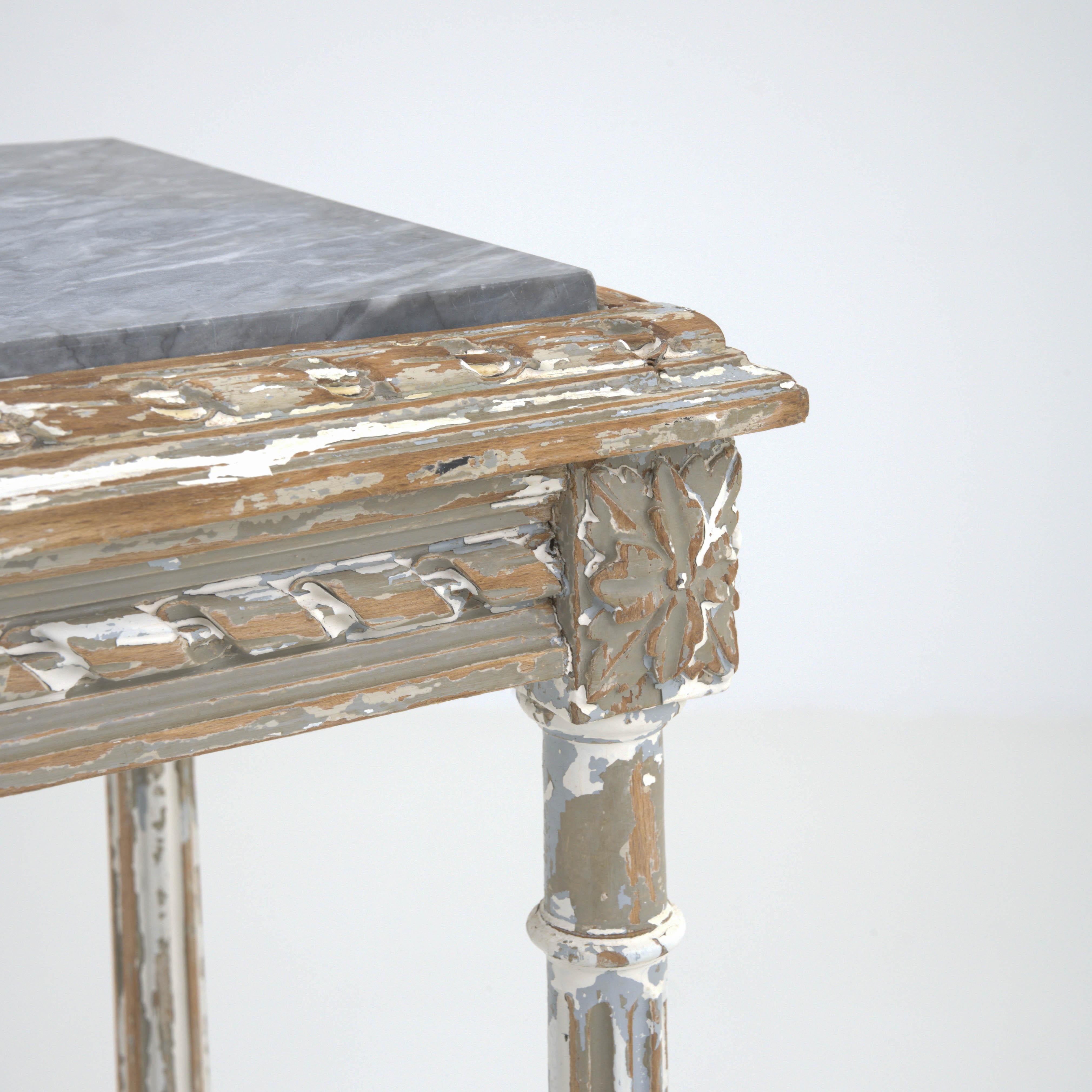 19th Century French Wooden & Zinc Pedestal With Marble Top For Sale 4