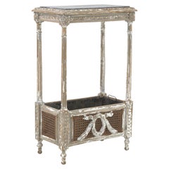 19th Century French Wooden & Zinc Pedestal With Marble Top