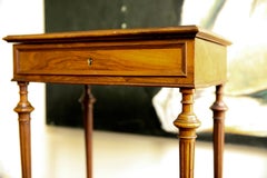 19th Century French Writing Sewing Stand in Bird's-Eye Maple Veneer