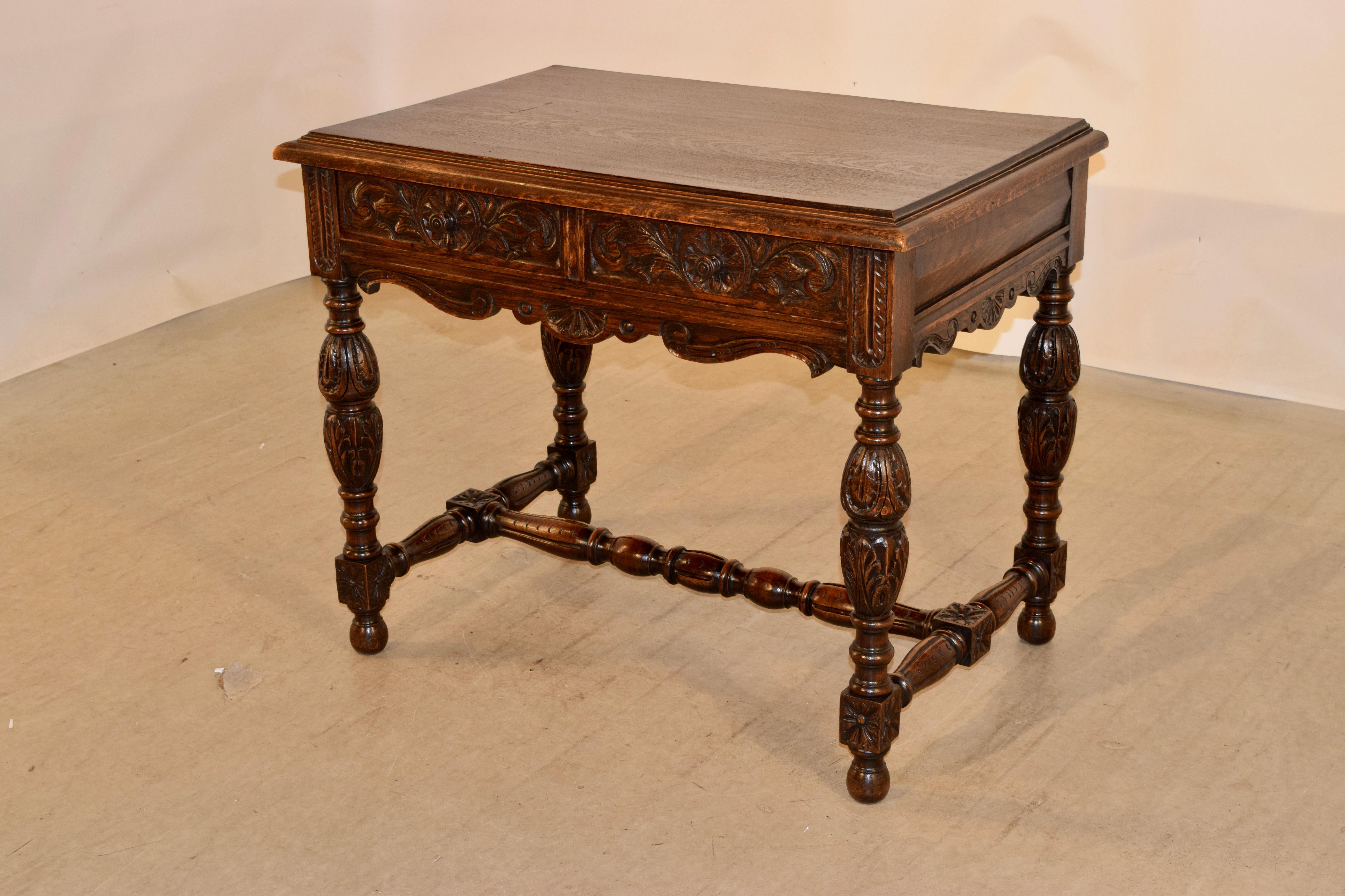 Hand-Carved 19th Century French Writing Table For Sale