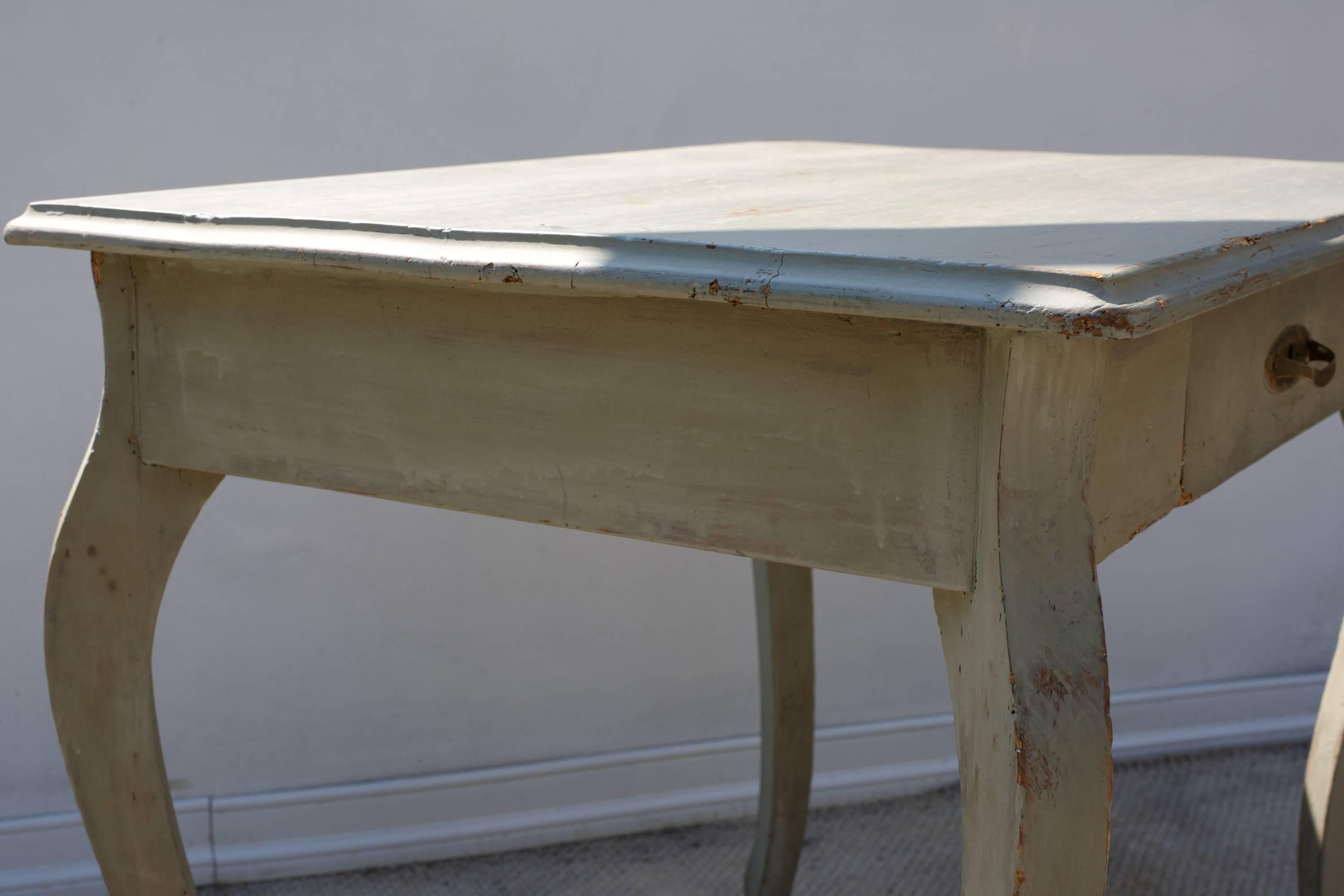19th Century French Writing / Work Table in Gustavian Paint 1
