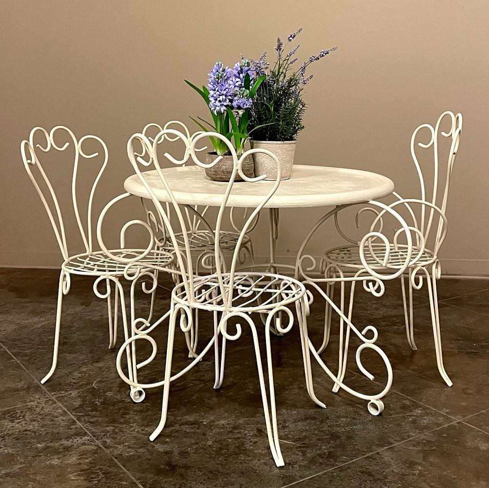Juego de salón de jardín de 6 piezas de hierro forjado francés del siglo XIX en Bueno estado para la venta en Dallas, TX