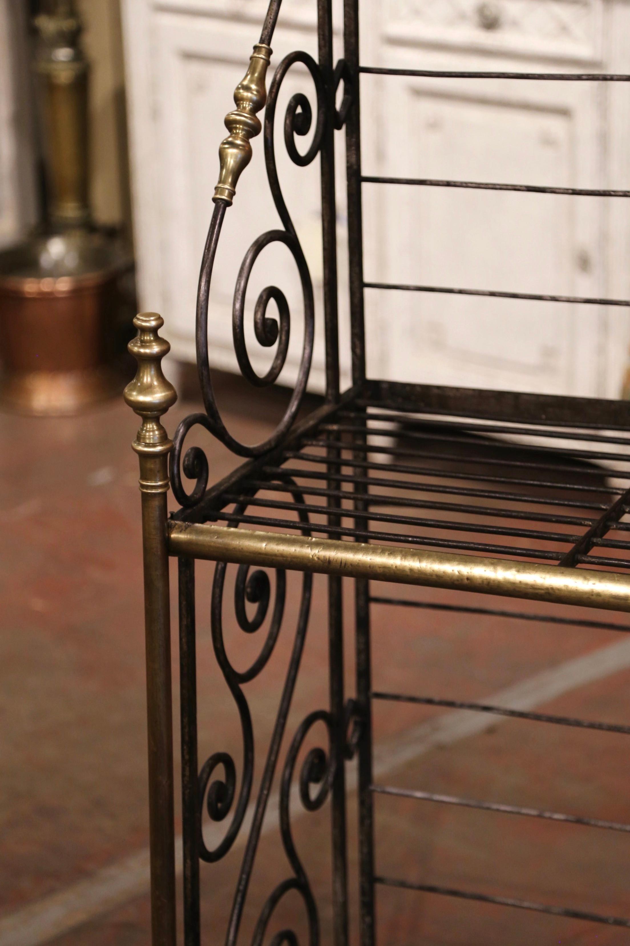 19th Century French Wrought Iron and Brass Baker's Rack Signed Paris, France 5