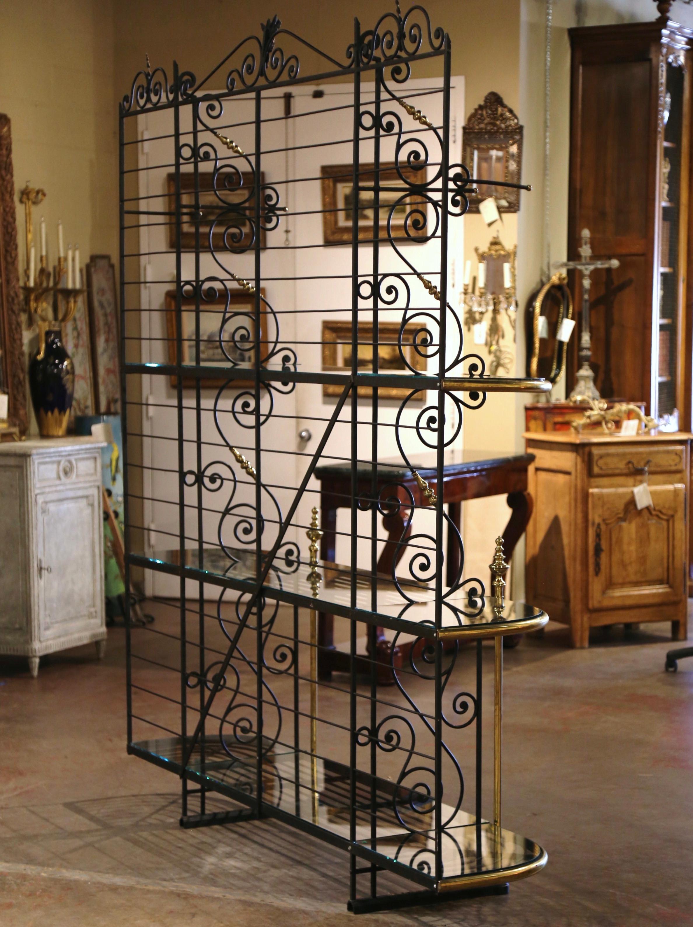 19th Century French Wrought Iron and Brass Baker's Rack Signed Paris, France 5