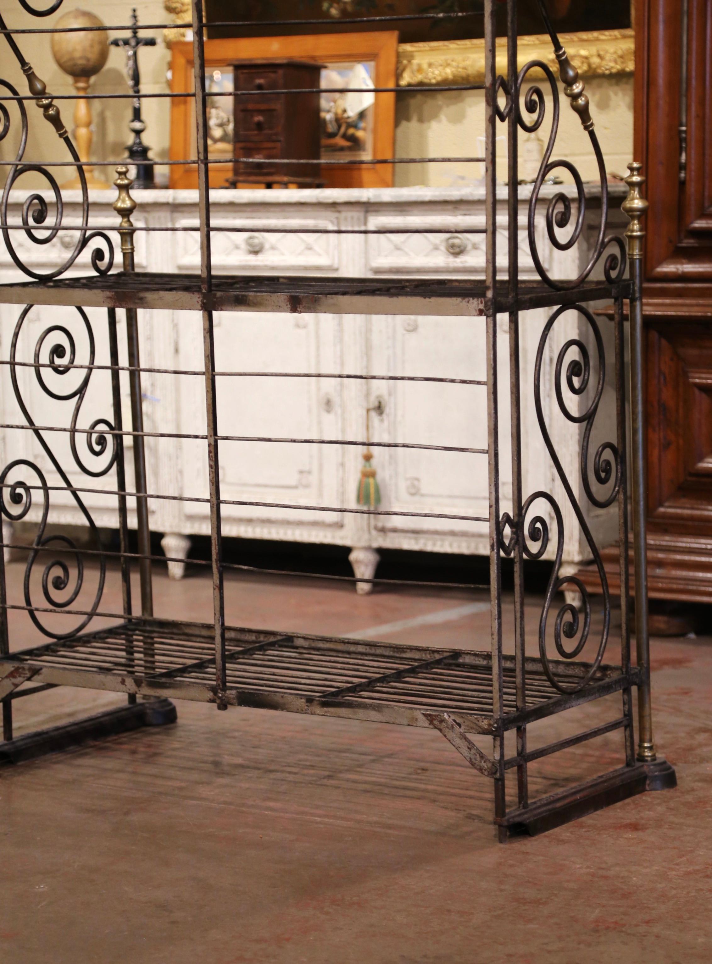 19th Century French Wrought Iron and Brass Baker's Rack Signed Paris, France 8