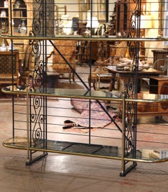 19th Century French Wrought Iron and Brass Baker's Rack Signed Paris, France