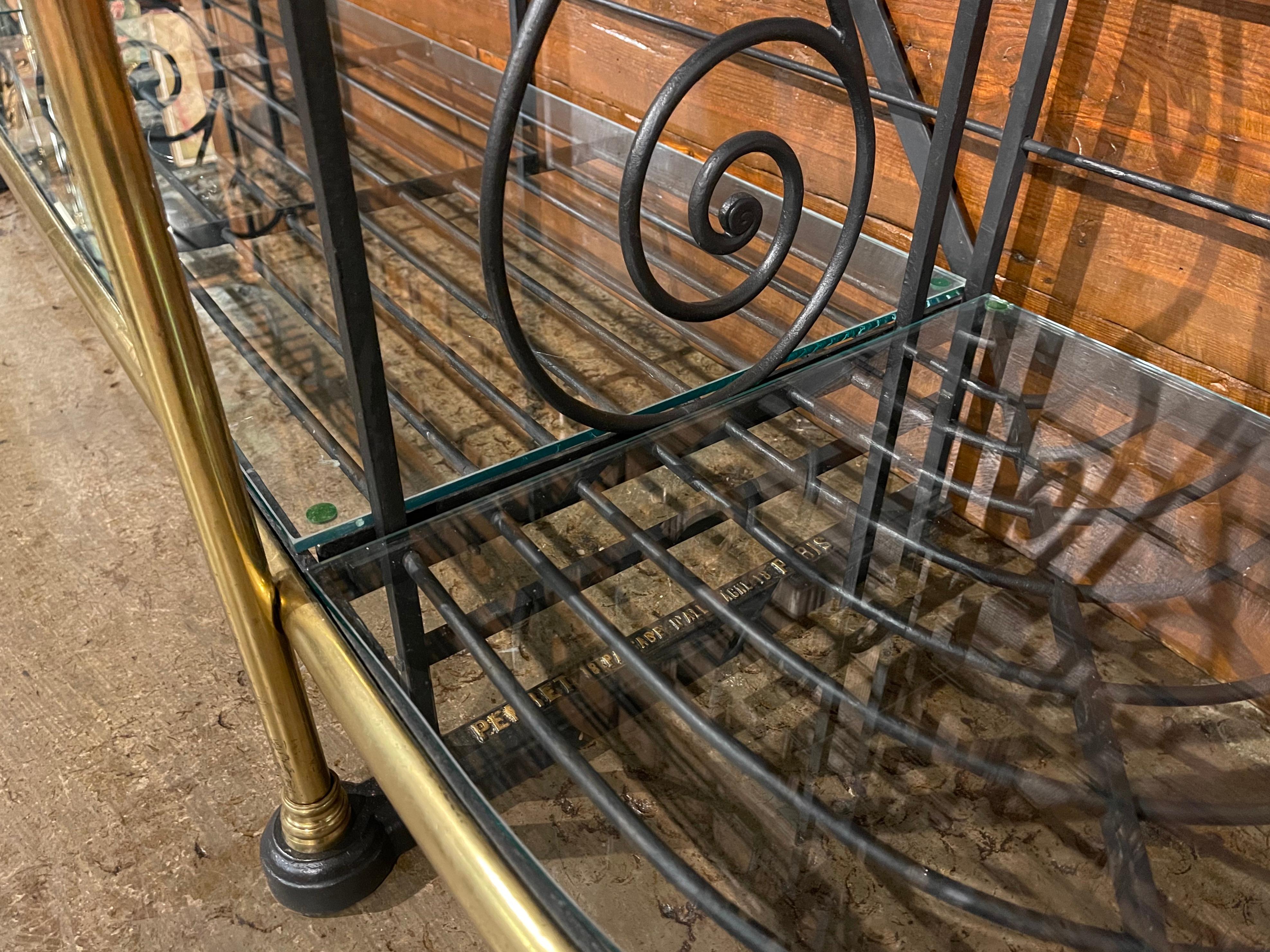 19th Century French Wrought Iron and Brass Baker's Rack Signed Paris, France 2