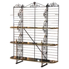 19th Century French Wrought Iron and Brass Baker's Rack Signed Paris, France