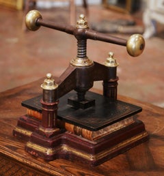 19th Century French Wrought Iron and Bronze Paper Binding Press