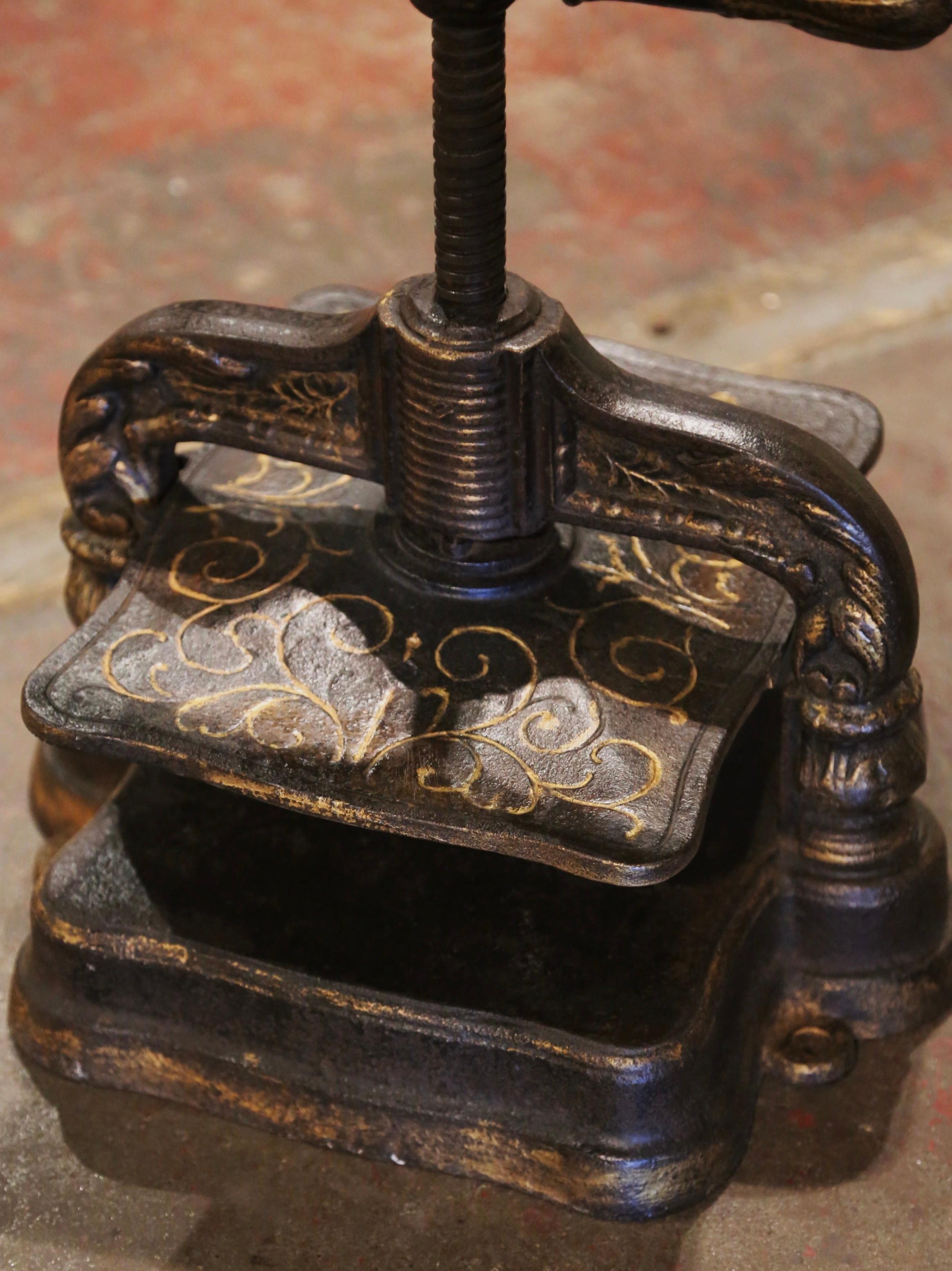 19th Century, French, Wrought Iron and Gilt Painted Book Binding Press In Excellent Condition For Sale In Dallas, TX