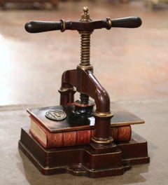 19th Century French Wrought Iron and Gilt Painted Book Binding Press from Paris
