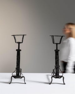19th Century French Wrought Iron Andirons in Good Condition
