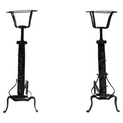 19th Century French Wrought Iron Andirons in Good Condition