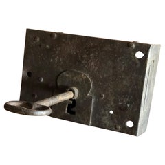 19th Century French Wrought Iron Antique Lock with Original Key