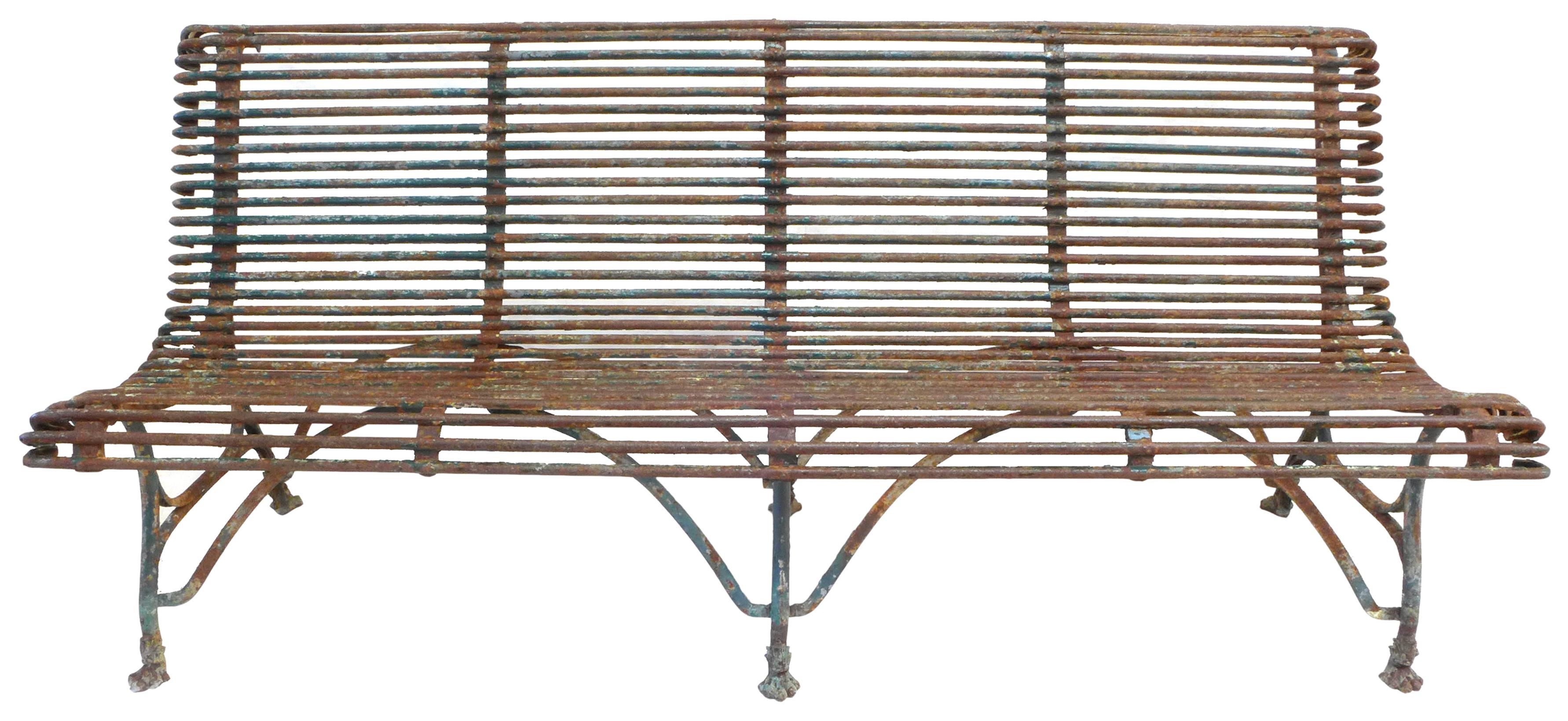 Aesthetic Movement 19th Century French Wrought Iron Arras Bench For Sale
