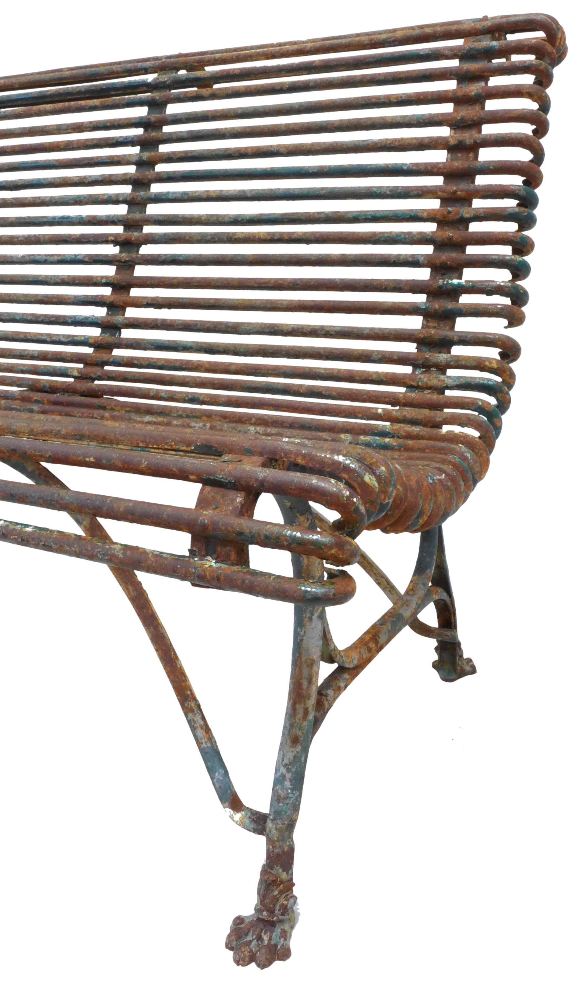 Painted 19th Century French Wrought Iron Arras Bench For Sale