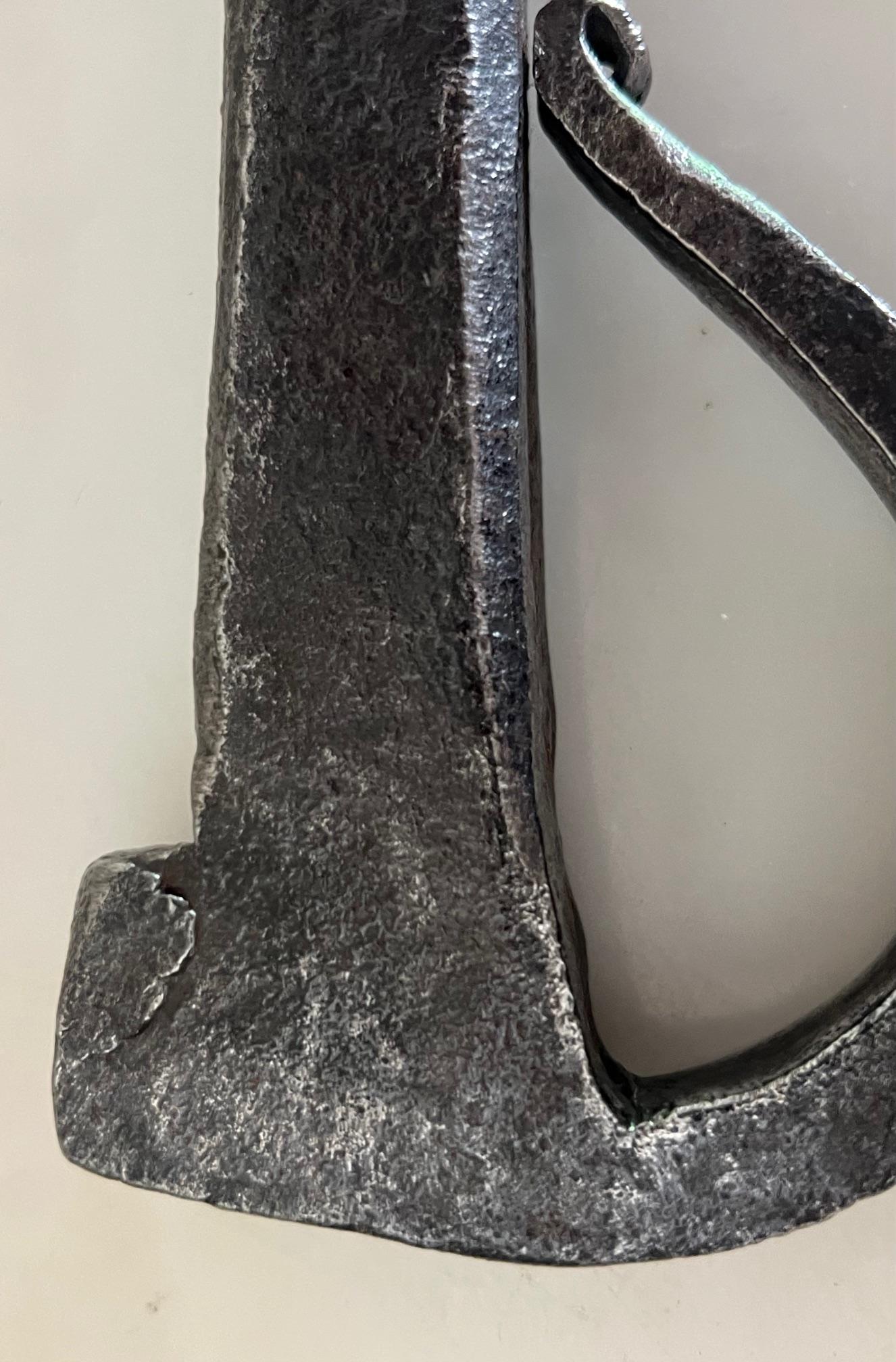 Battente francese del XIX secolo in ferro battuto e ottone a stella in vendita 4