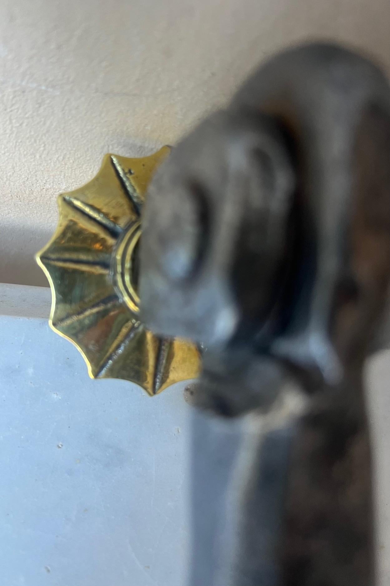 Battente francese del XIX secolo in ferro battuto e ottone a stella In condizioni buone in vendita a Ross, CA