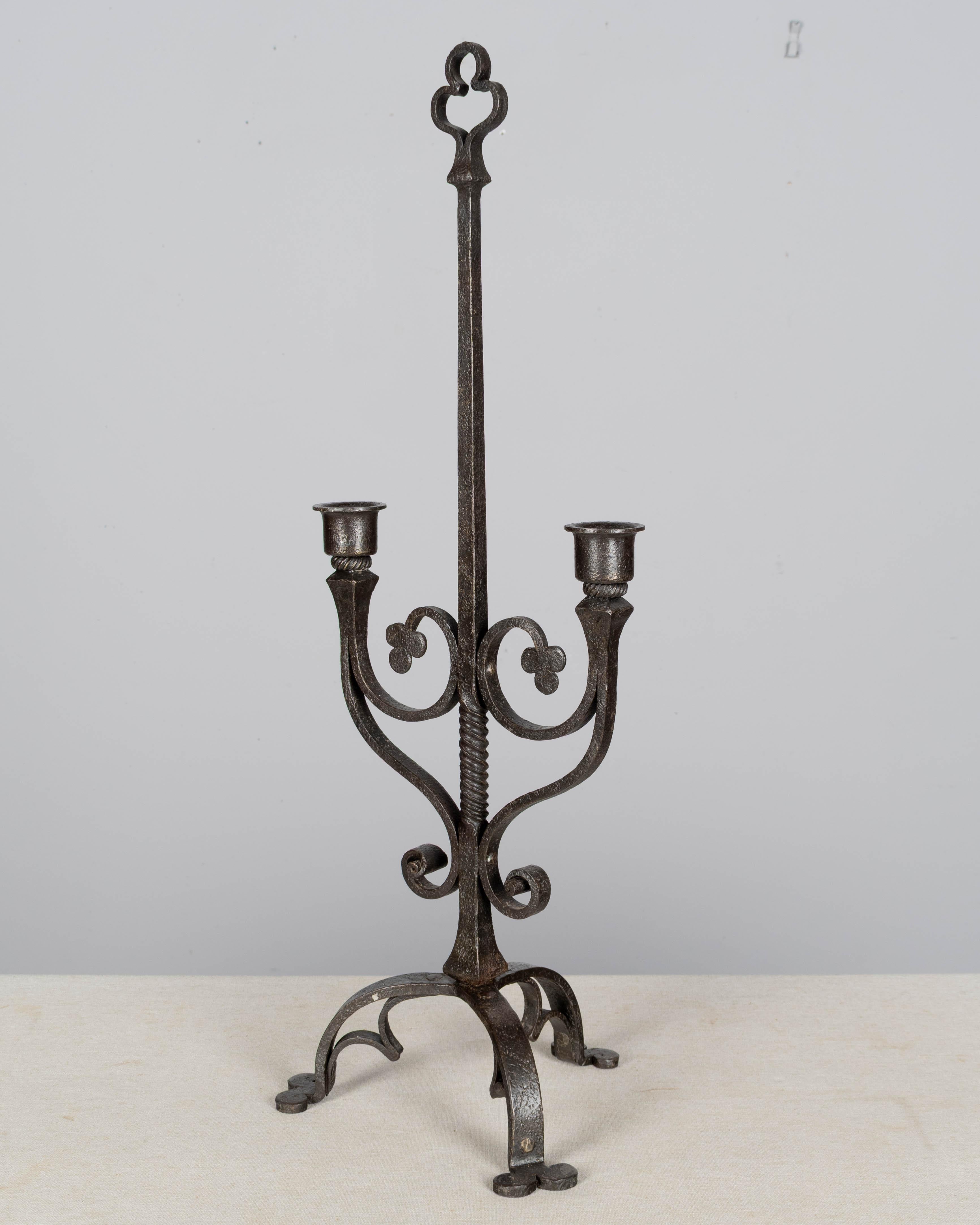 19th Century French Wrought Iron Candelabra Set of 3 For Sale 6