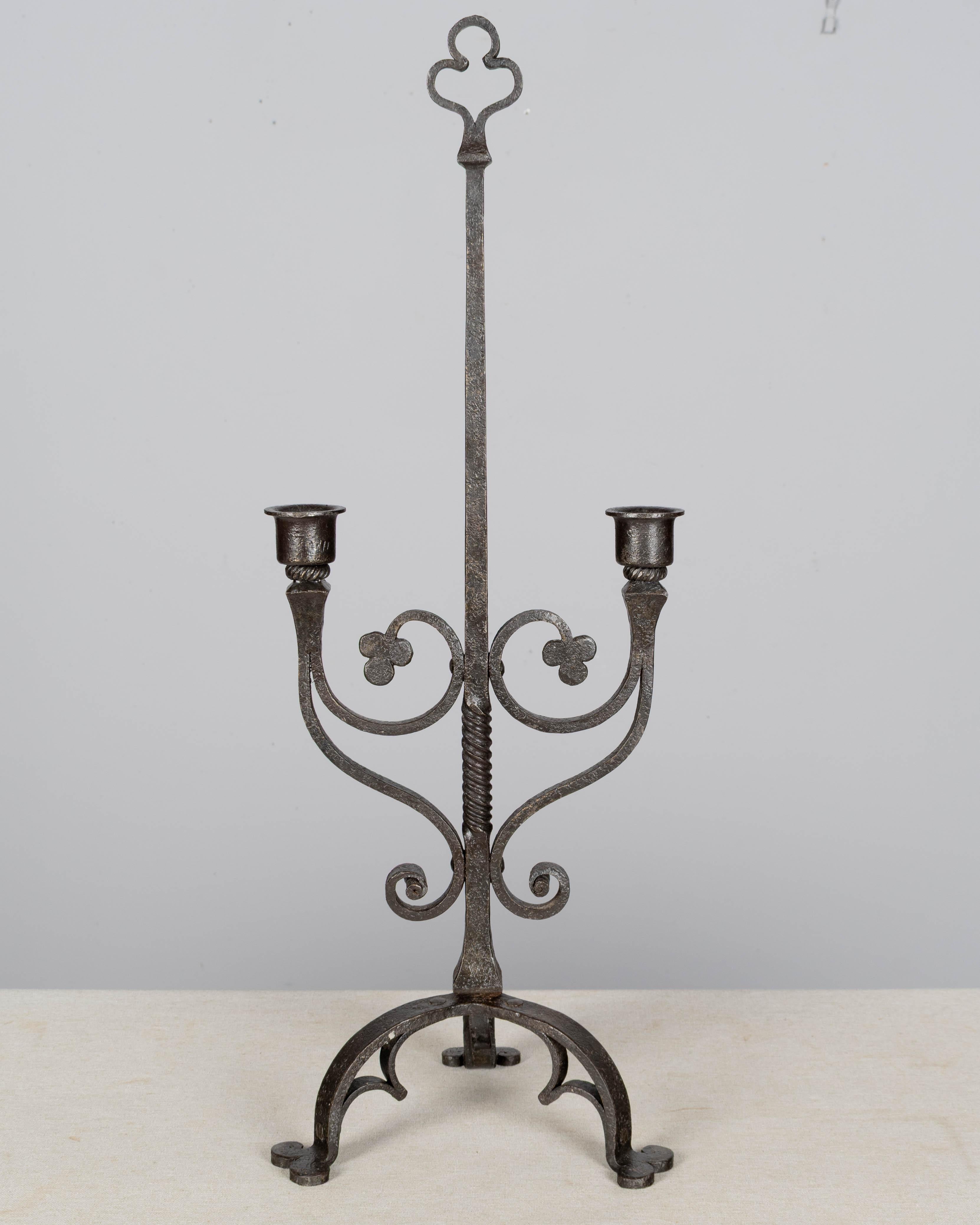 19th Century French Wrought Iron Candelabra Set of 3 For Sale 7