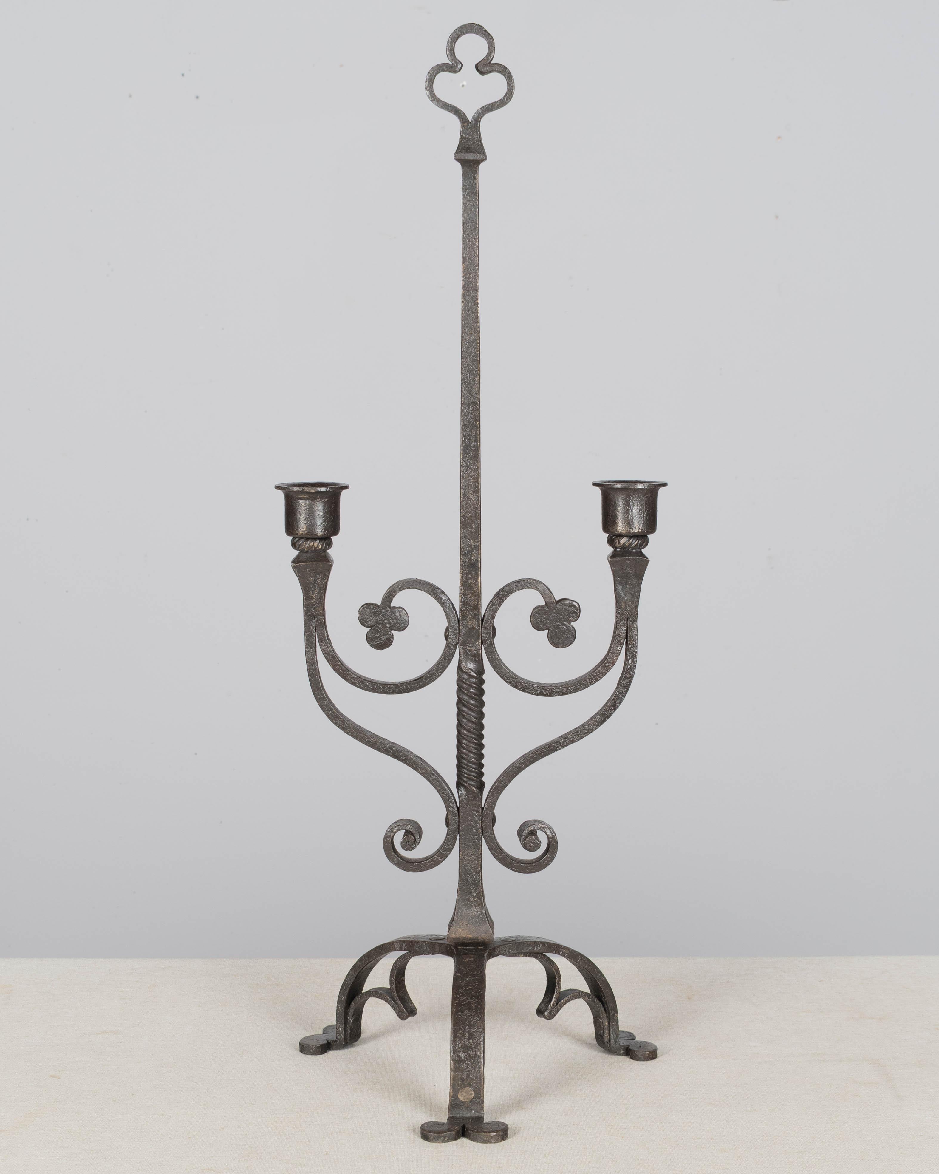 19th Century French Wrought Iron Candelabra Set of 3 For Sale 8