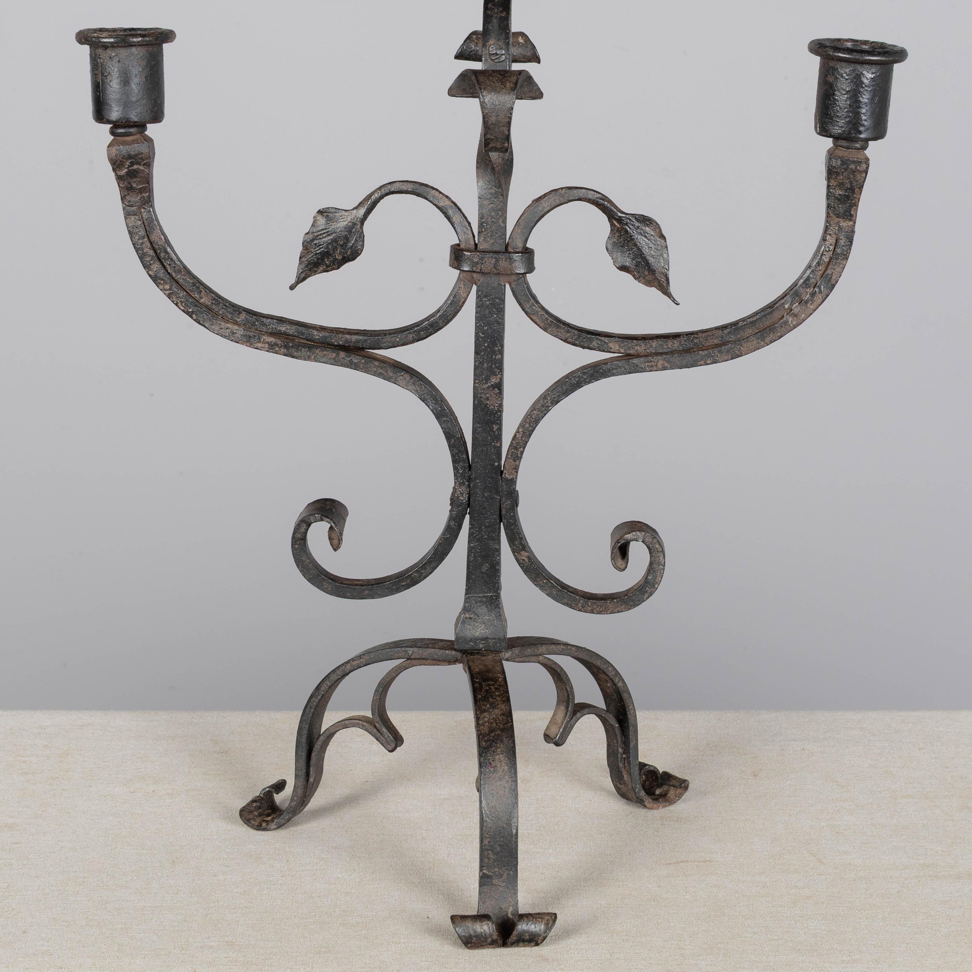 19th Century French Wrought Iron Candelabra Set of 3 For Sale 10