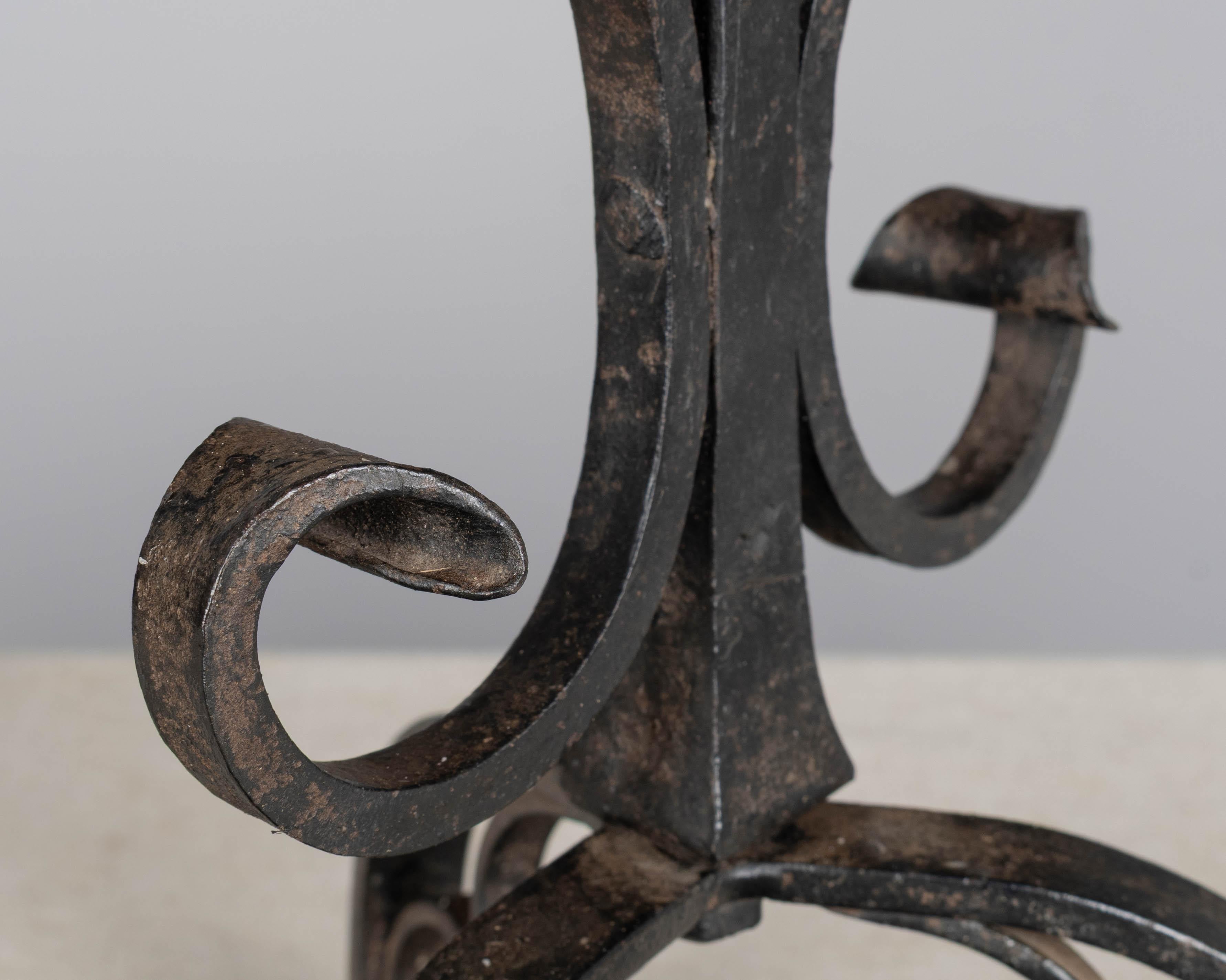19th Century French Wrought Iron Candelabra Set of 3 For Sale 14