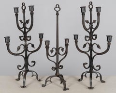 19. Jahrhundert Französisch Schmiedeeisen Kandelaber Satz von 3