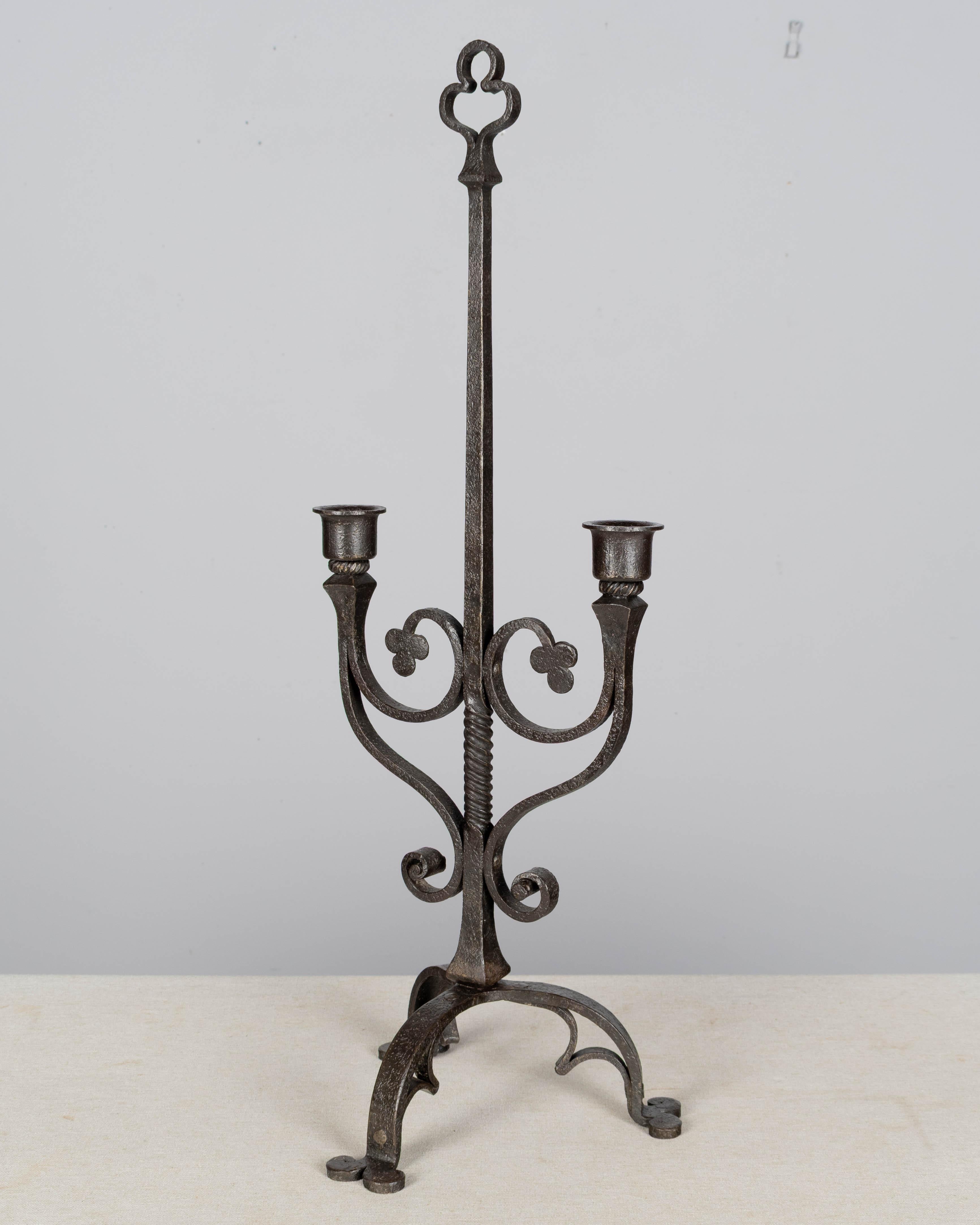 19th Century French Wrought Iron Candelabra Set of 3 For Sale 5