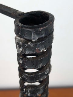 19th Century French Wrought Iron Cellar Candleholder