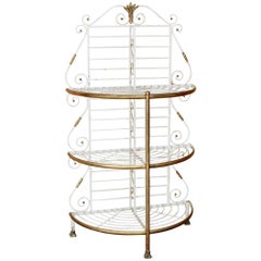 19th Century French Wrought Iron Demilune Baker's Rack