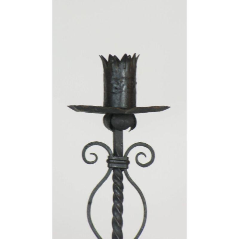 French Provincial 19th Century French Wrought Iron Floor Candelabra For Sale