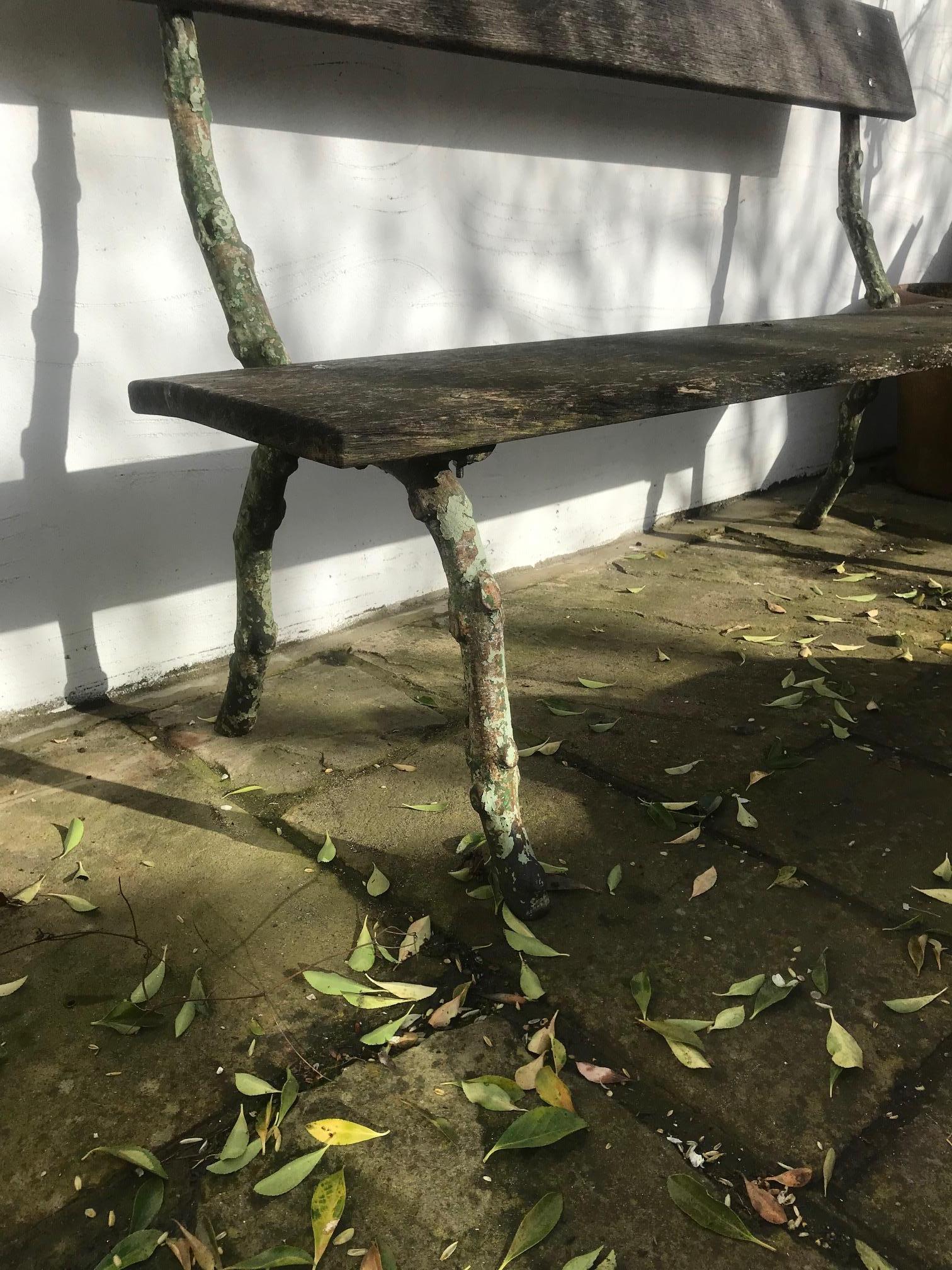 Late Victorian 19th Century French Wrought Iron Garden Bench For Sale
