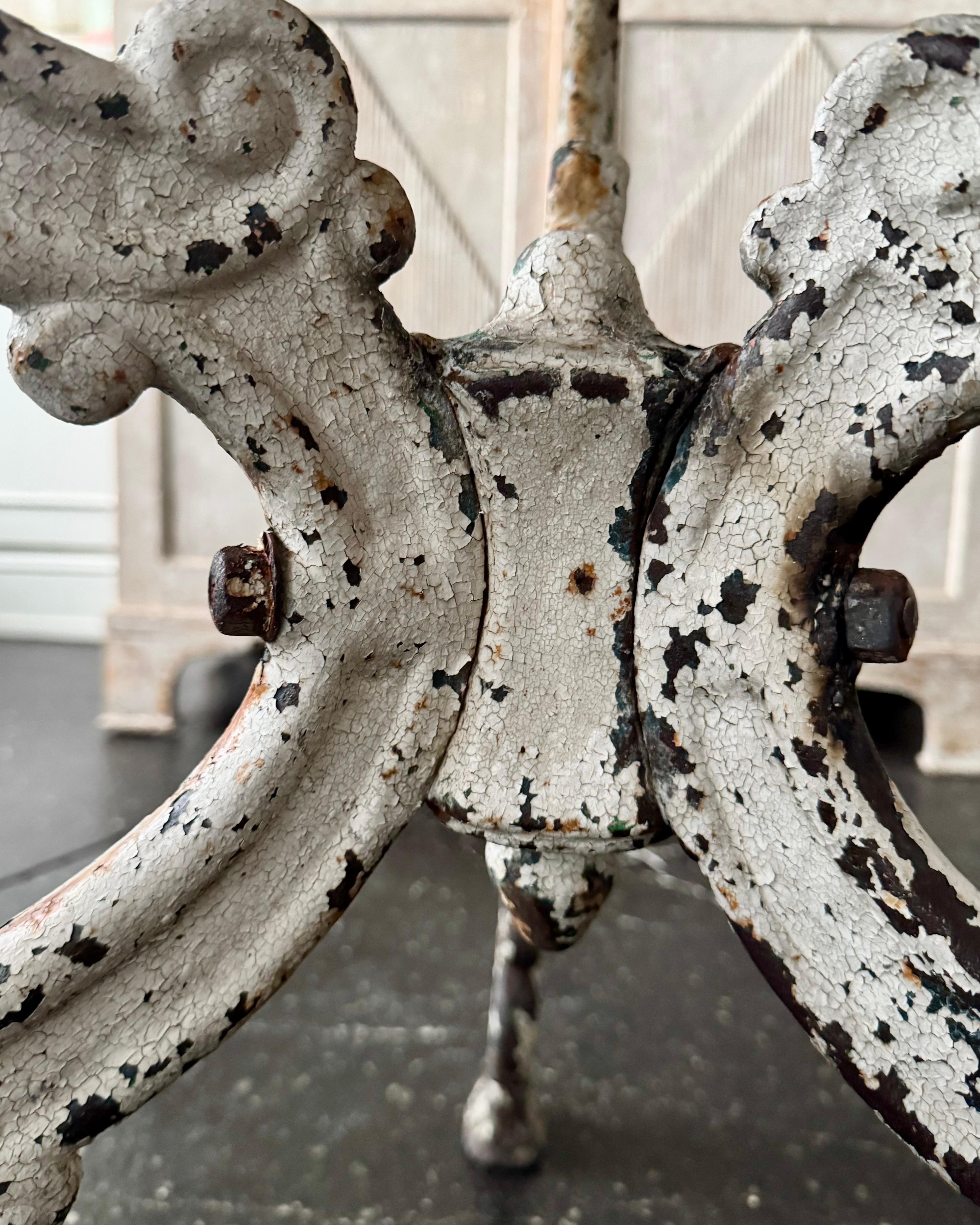 19th Century French Wrought Iron Garden Center Table With Marble Top For Sale 1