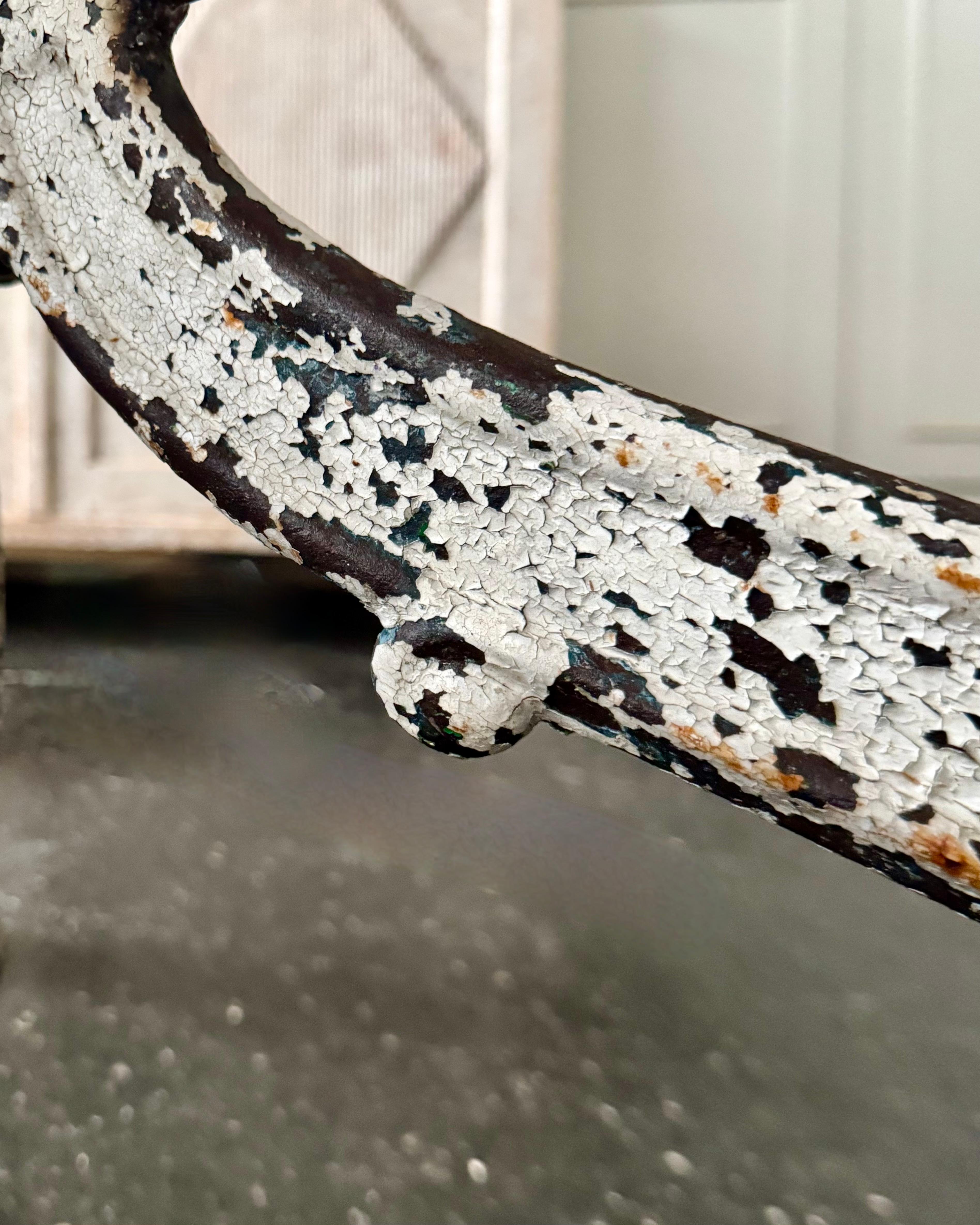 19th Century French Wrought Iron Garden Center Table With Marble Top For Sale 2