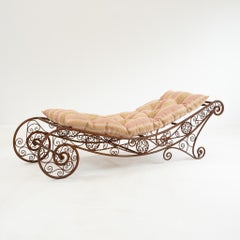 19th Century French Wrought Iron Garden Daybed