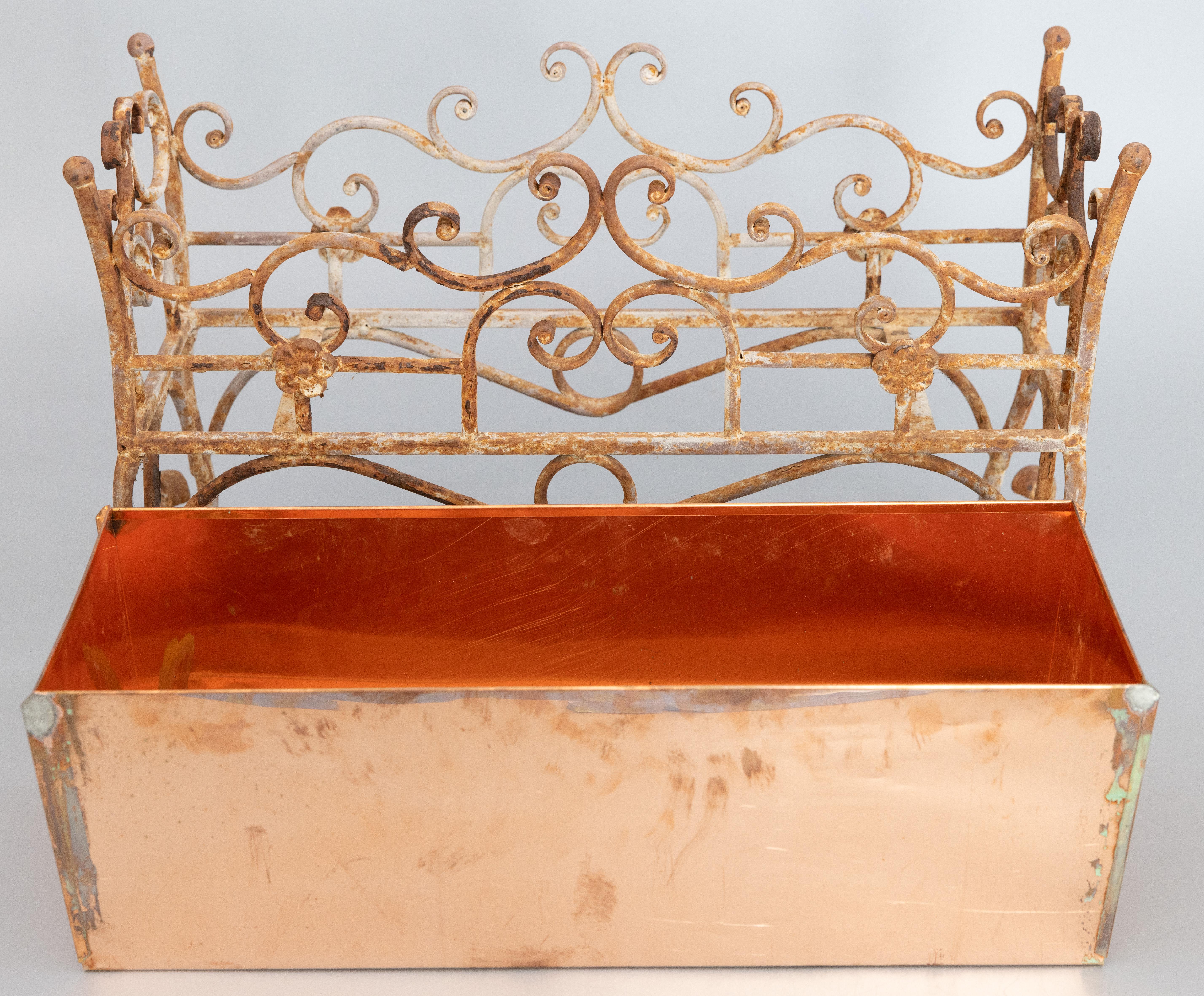 19th Century French Wrought Iron Jardiniere Wine Cooler With Custom Copper Liner For Sale 6