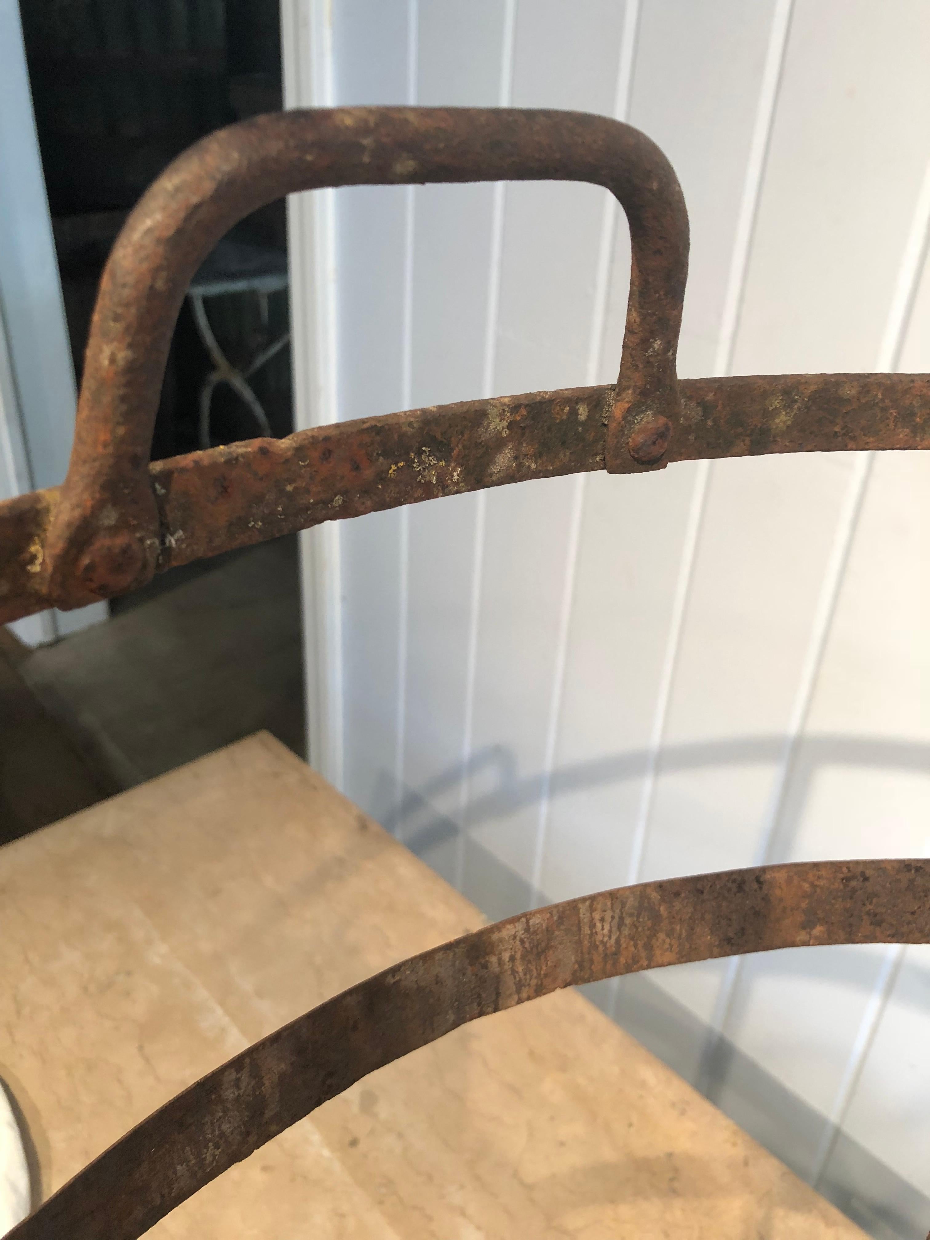 19th Century French Wrought Iron Laundry Basket with Handles For Sale 2