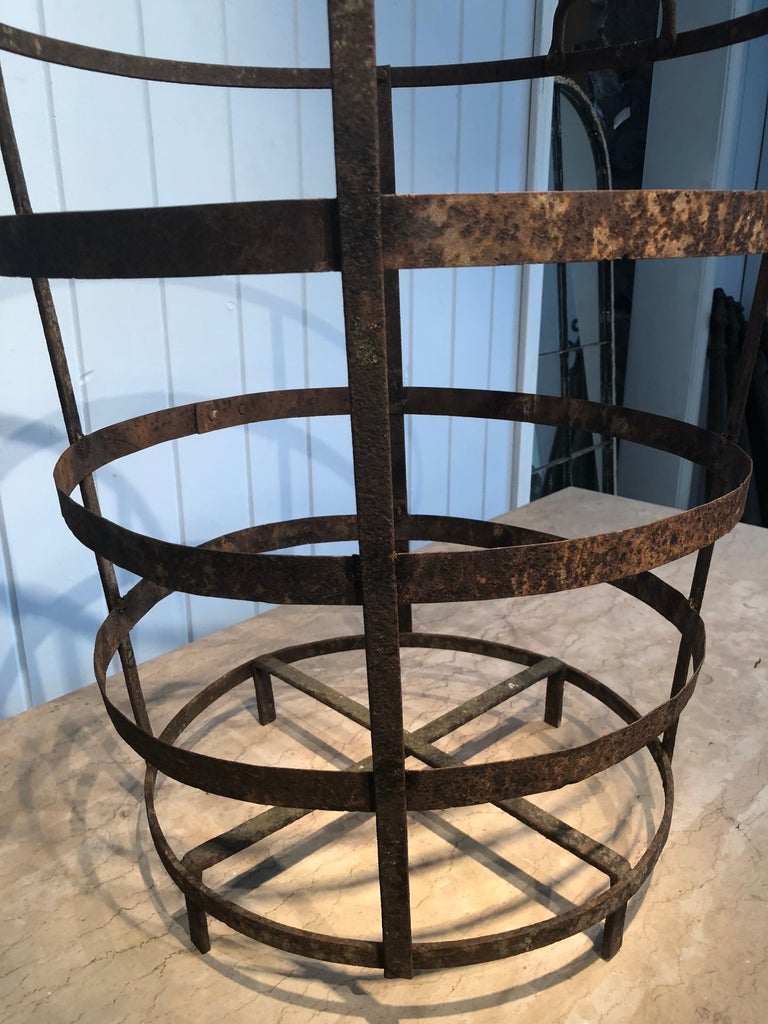 19th Century French Wrought Iron Laundry Basket with Handles For Sale