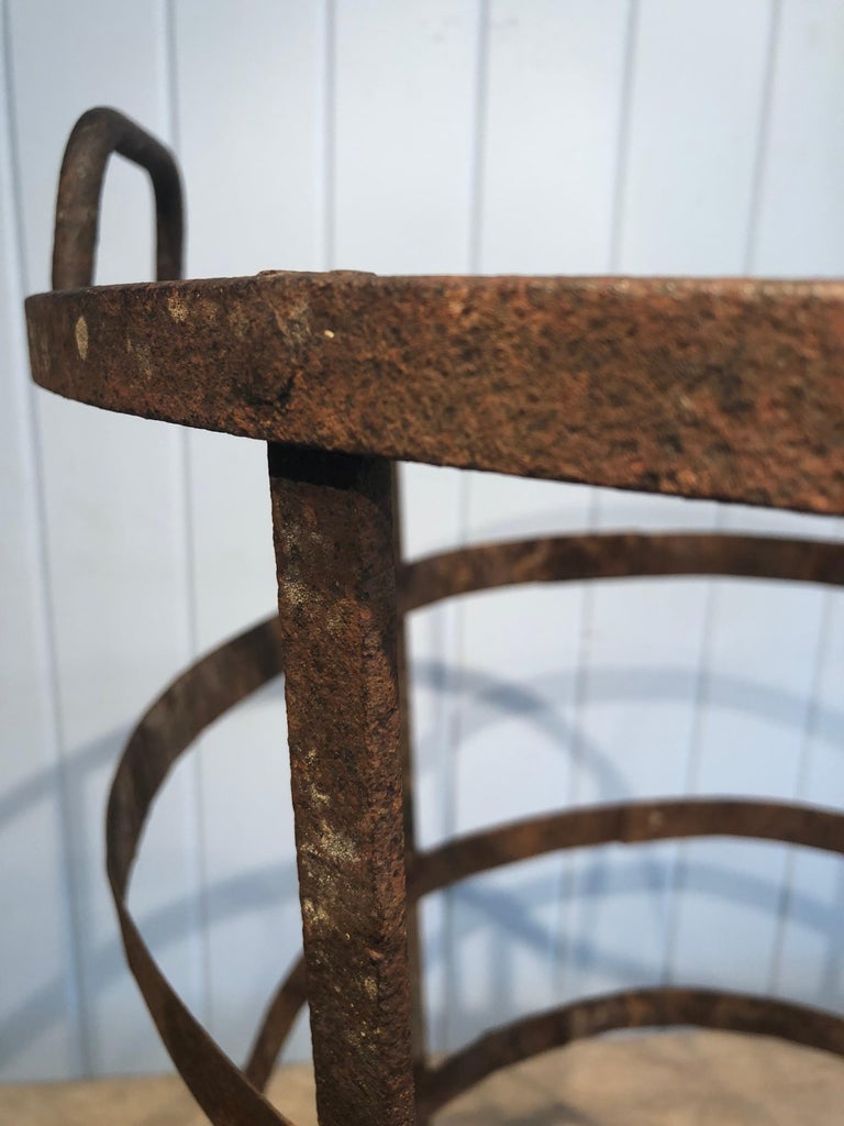 19th Century French Wrought Iron Laundry Basket with Handles For Sale 3