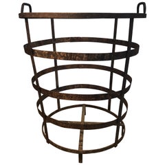 Antique 19th Century French Wrought Iron Laundry Basket with Handles