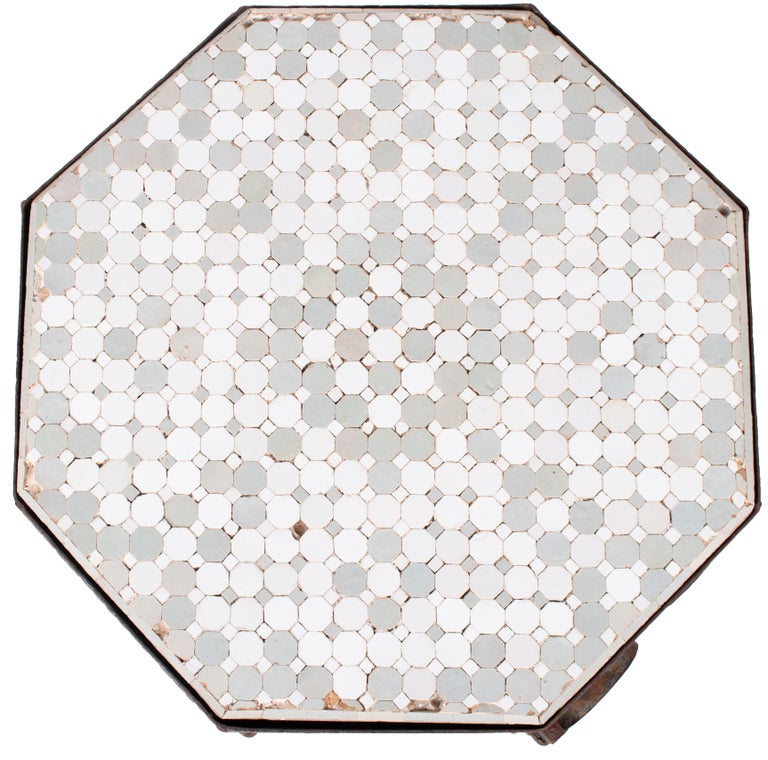 19th Century French Wrought Iron Octagonal Ceramic Top Table at 1stDibs